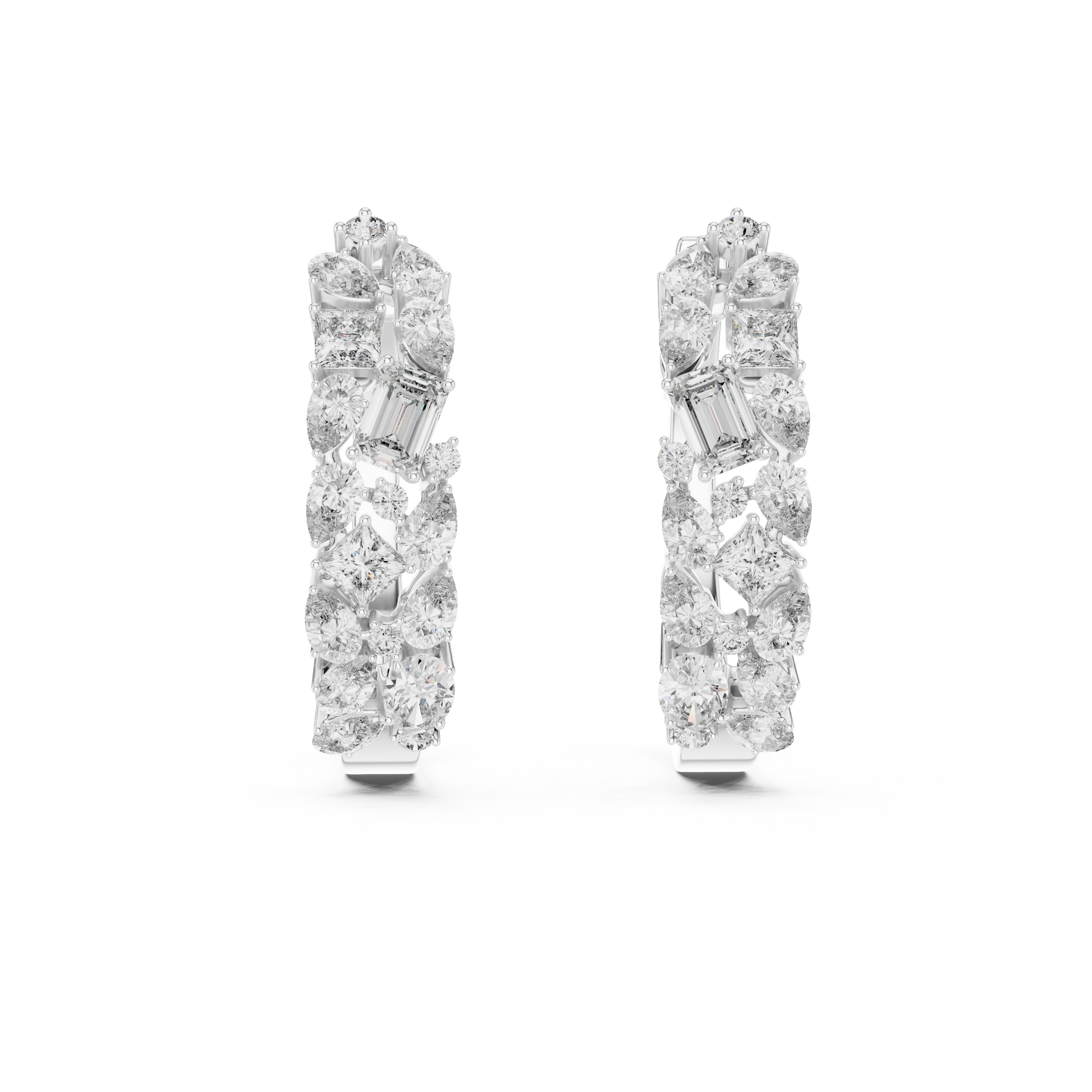 Multi Shape Lab Grown Diamond Hoop Earrings in 18K Gold