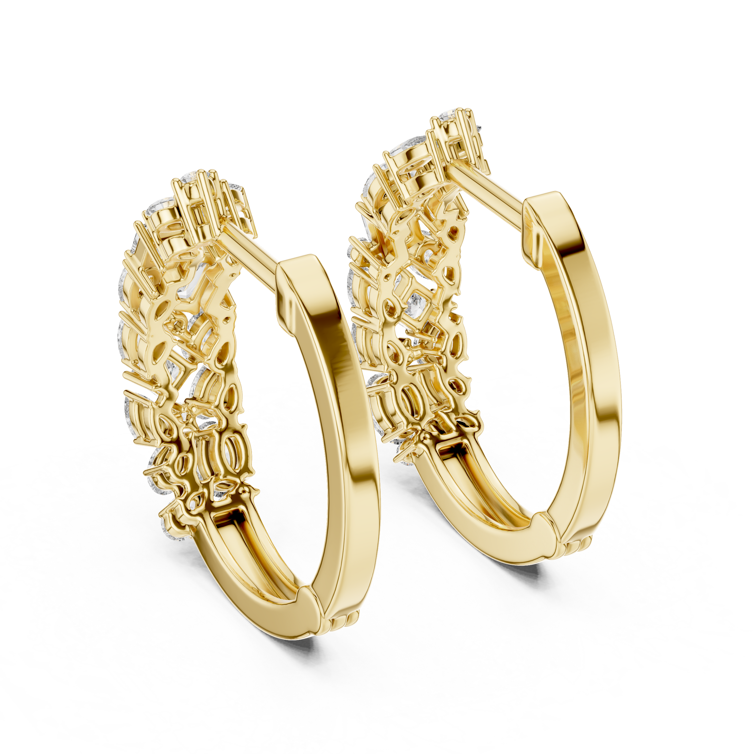 Multi Shape Lab Grown Diamond Hoop Earrings in 18K Gold