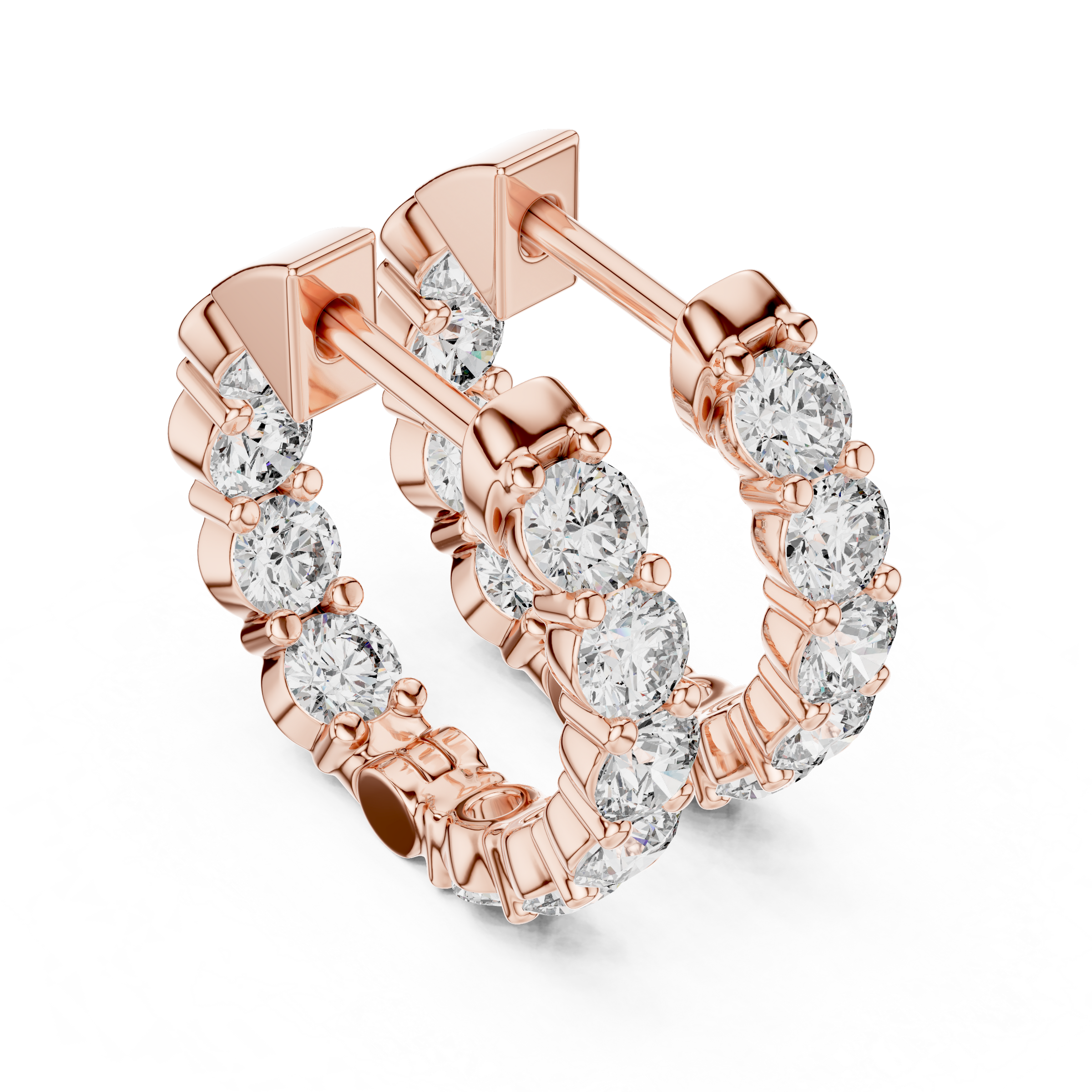 Signature Inside-Out Round Lab Grown Diamond Hoop Earrings in 18K Gold