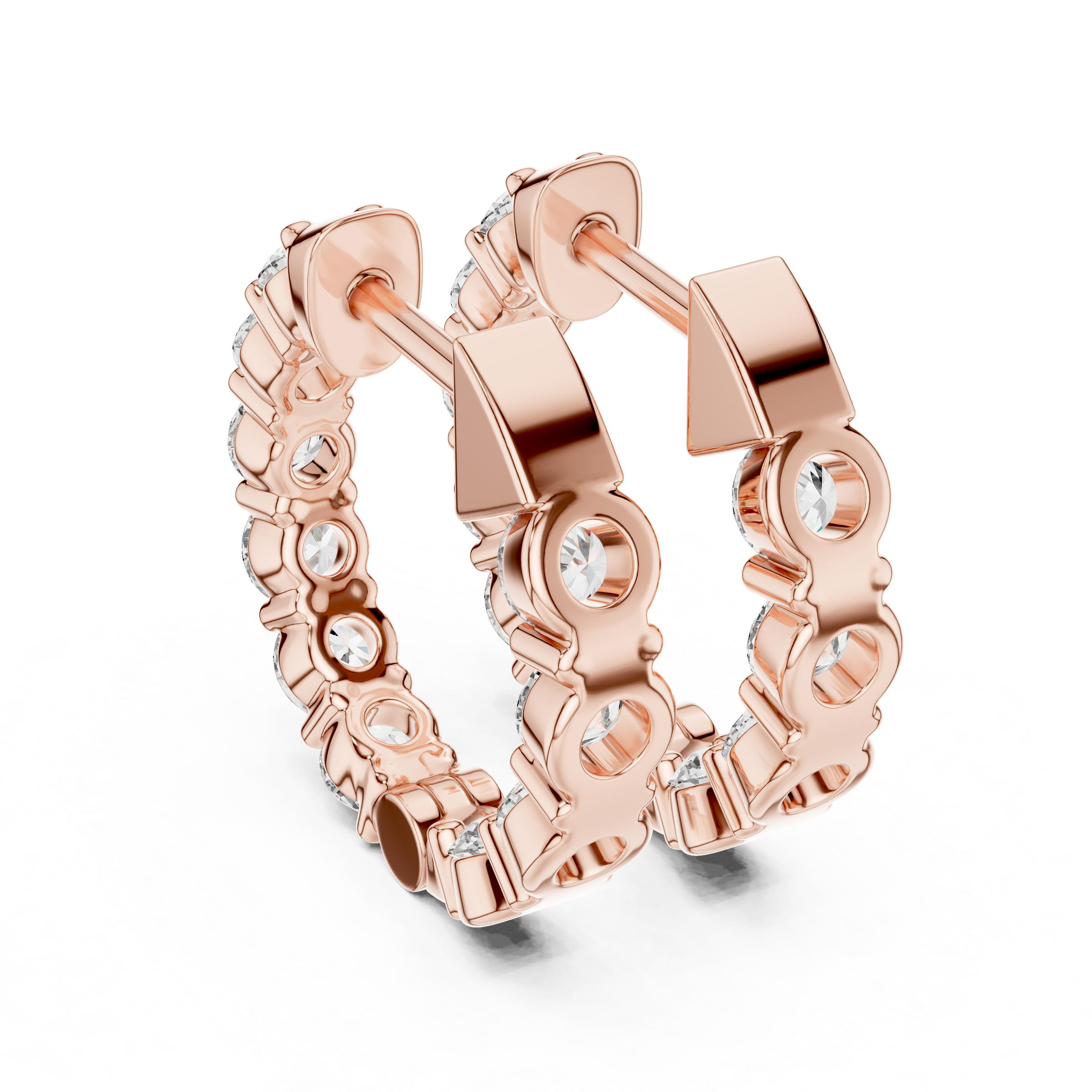 Signature Inside-Out Round Lab Grown Diamond Hoop Earrings in 18K Gold