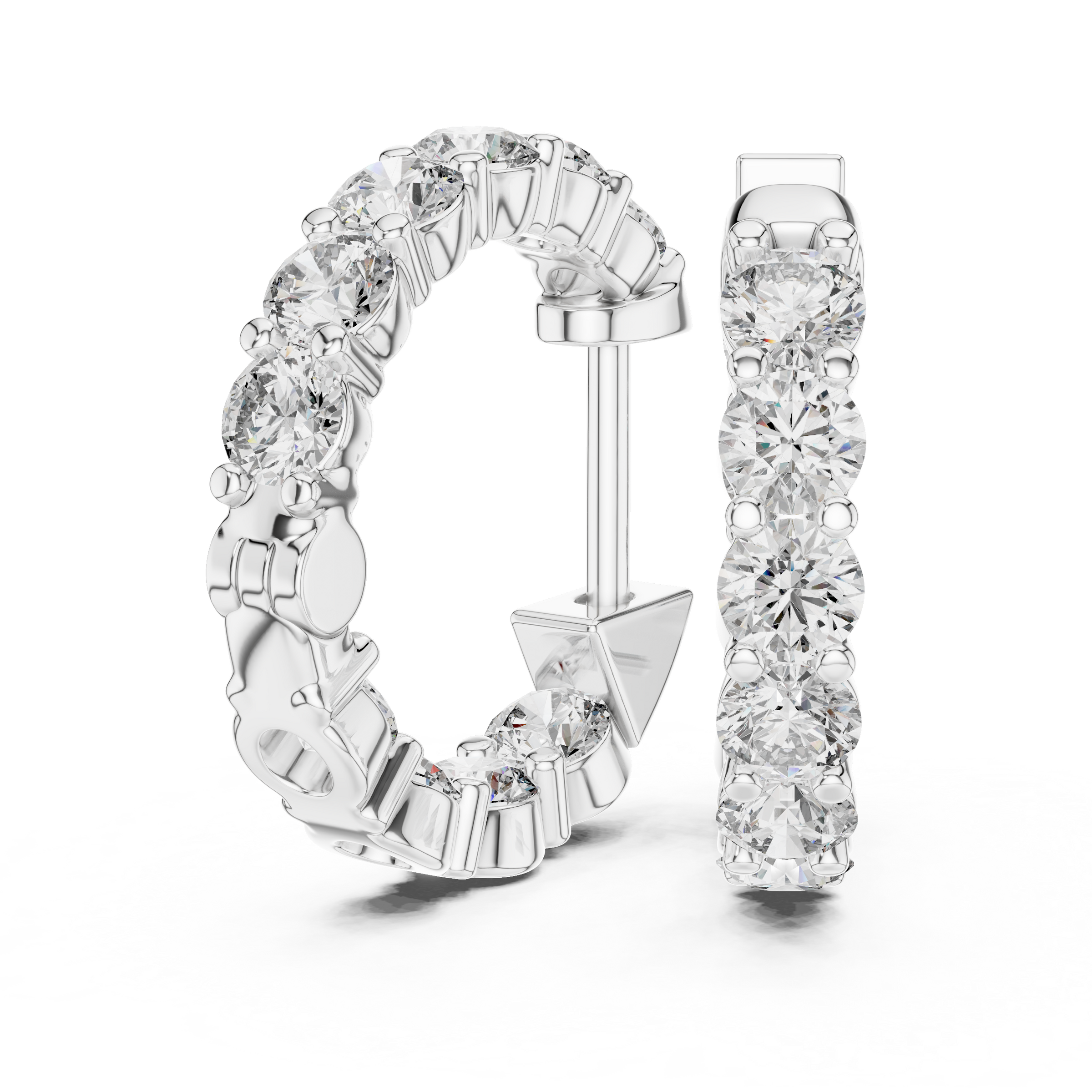 Signature Inside-Out Round Lab Grown Diamond Hoop Earrings in 18K Gold