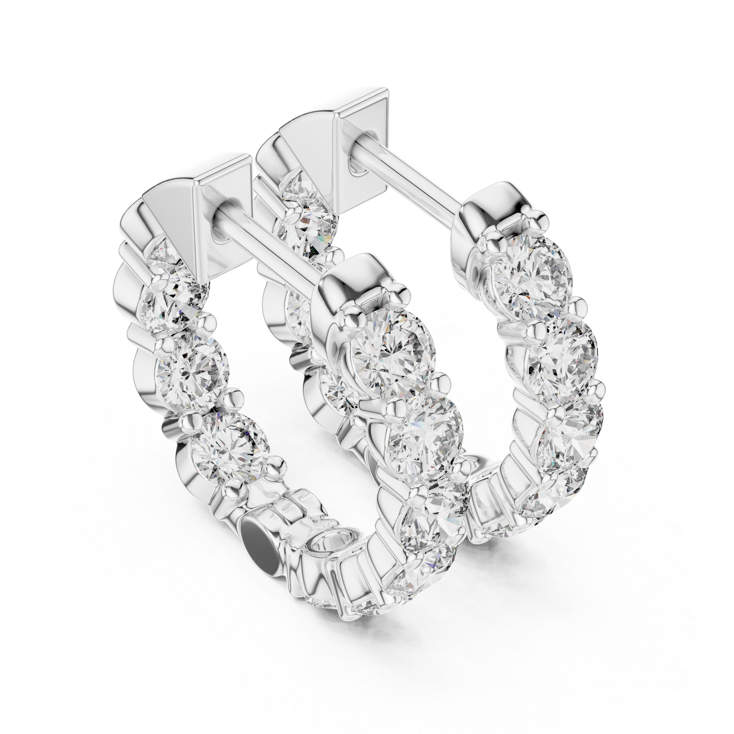 Signature Inside-Out Round Lab Grown Diamond Hoop Earrings in 18K Gold