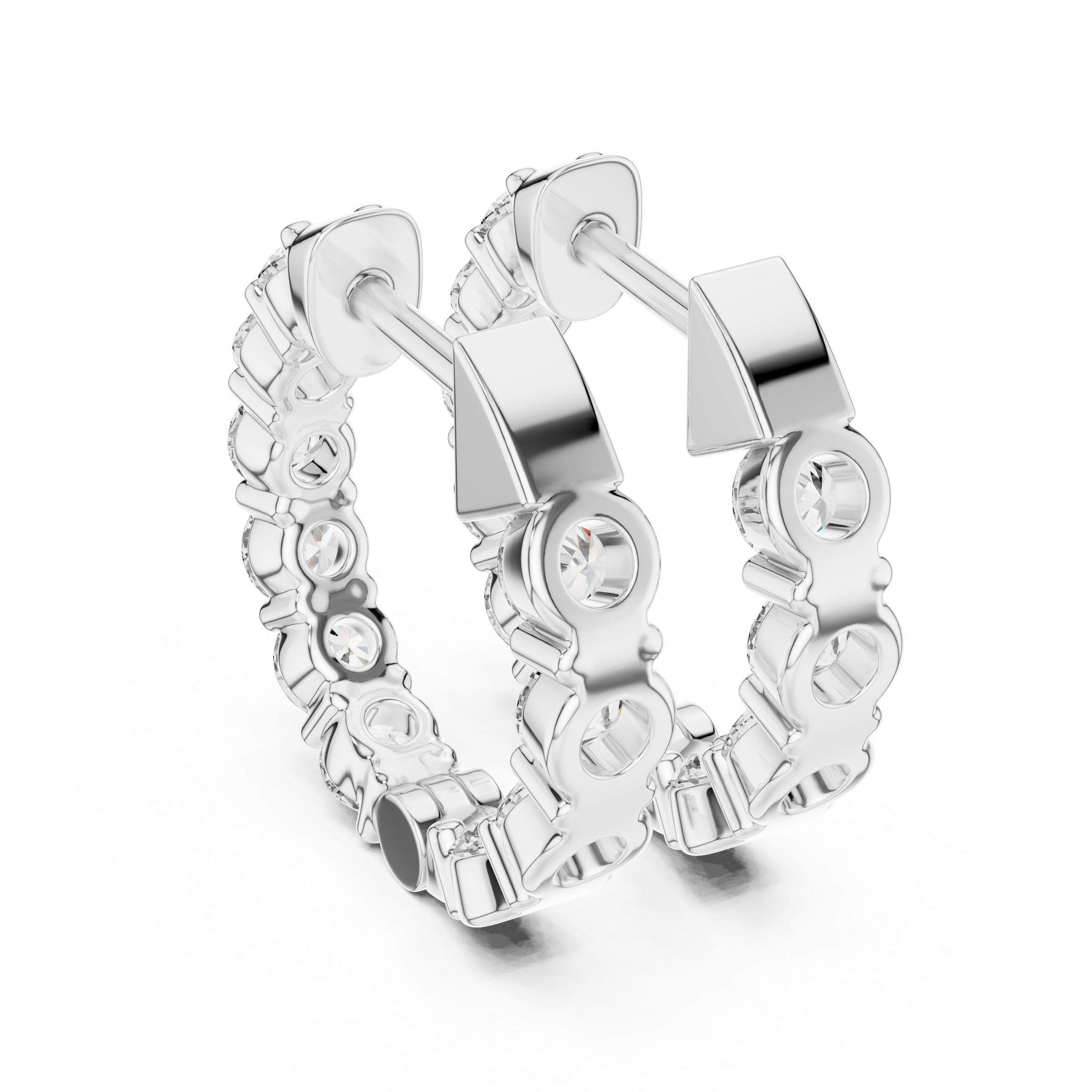 Signature Inside-Out Round Lab Grown Diamond Hoop Earrings in 18K Gold