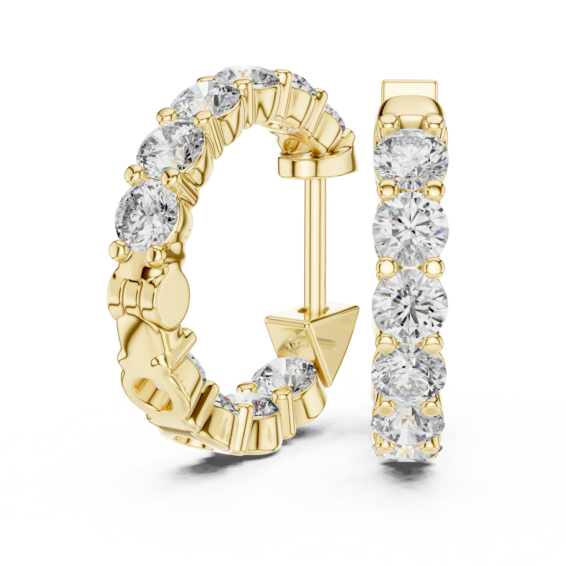Signature Inside-Out Round Lab Grown Diamond Hoop Earrings in 18K Gold