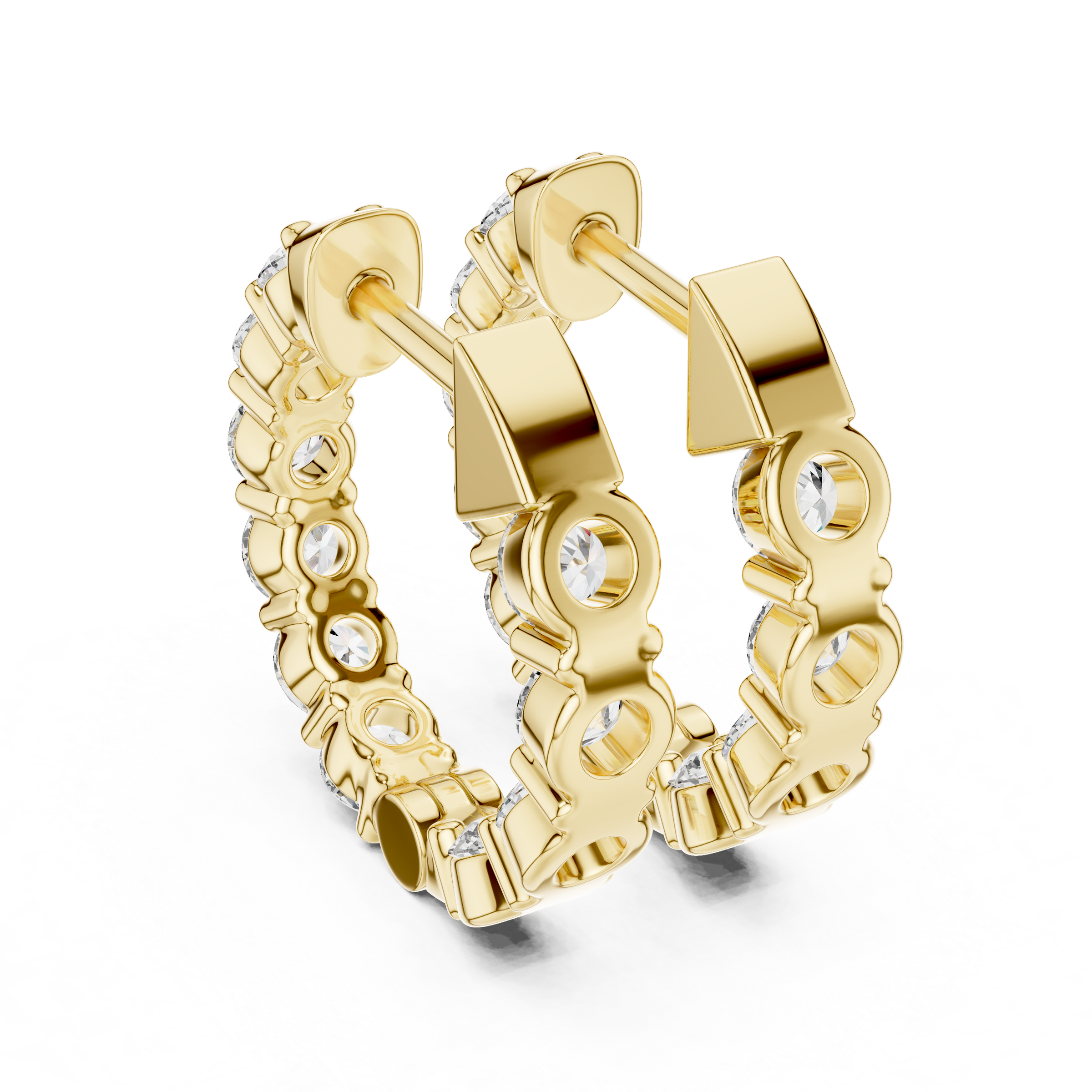 Signature Inside-Out Round Lab Grown Diamond Hoop Earrings in 18K Gold