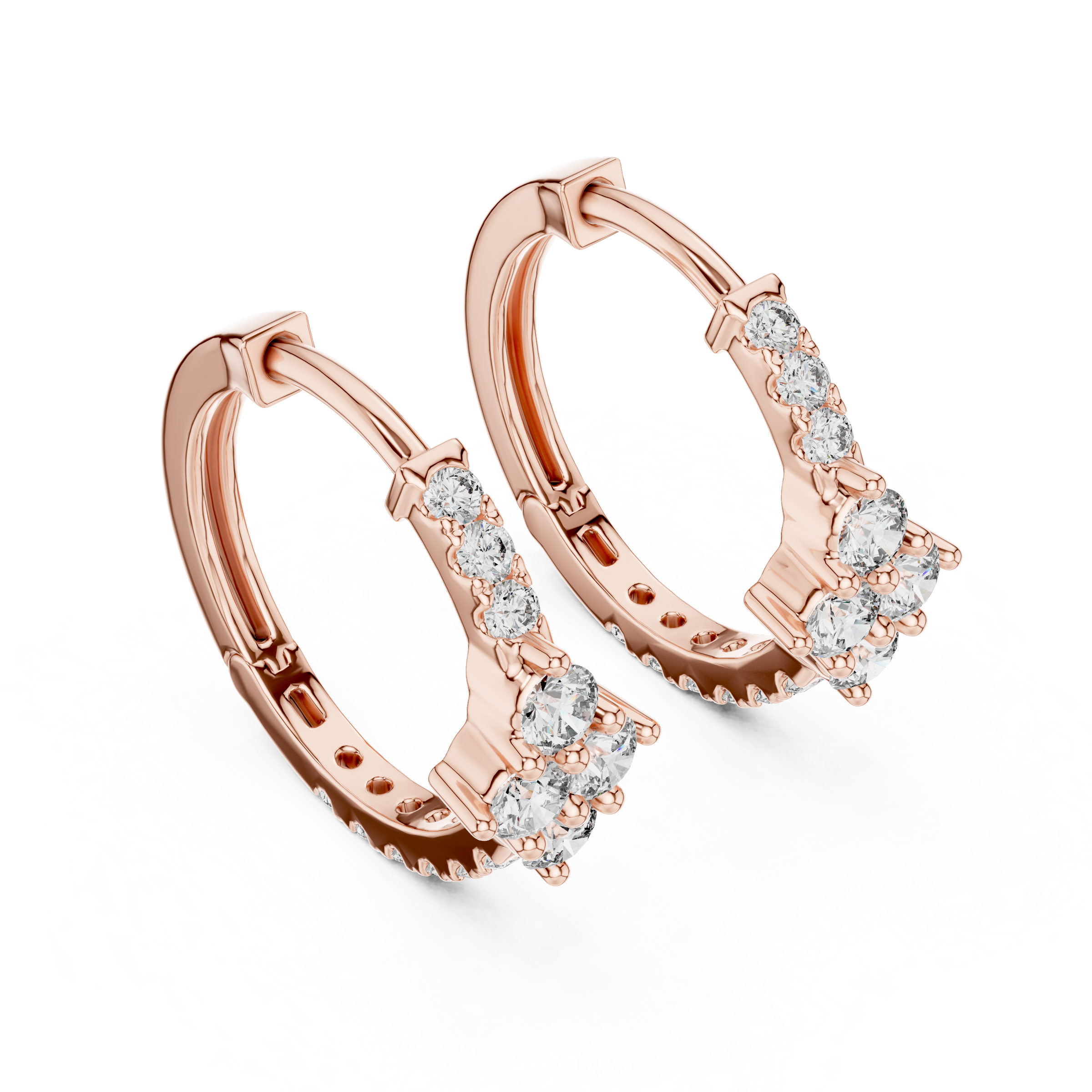 Round Lab Grown Diamond Floral Hoop Earrings in 18K Gold