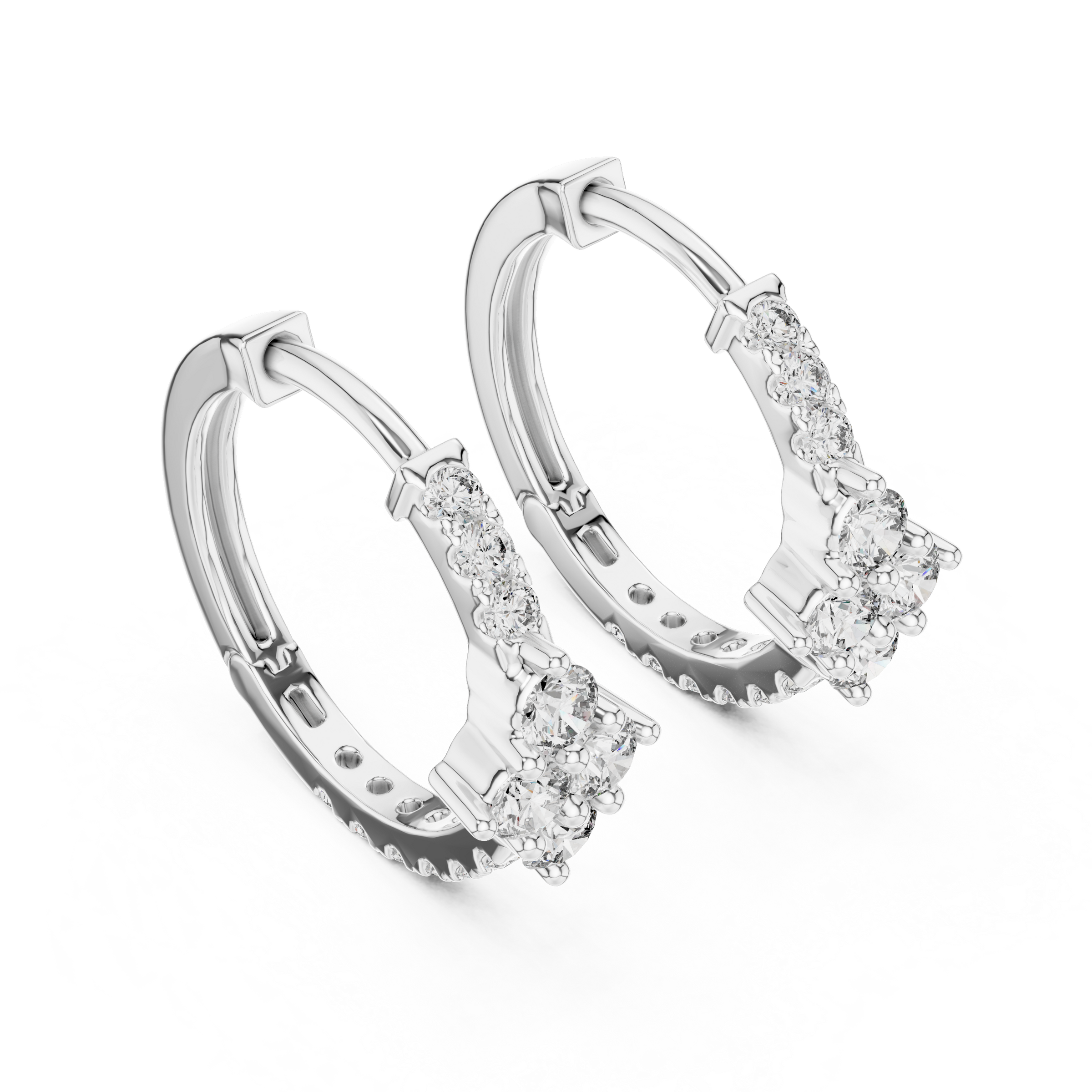 Round Lab Grown Diamond Floral Hoop Earrings in 18K Gold