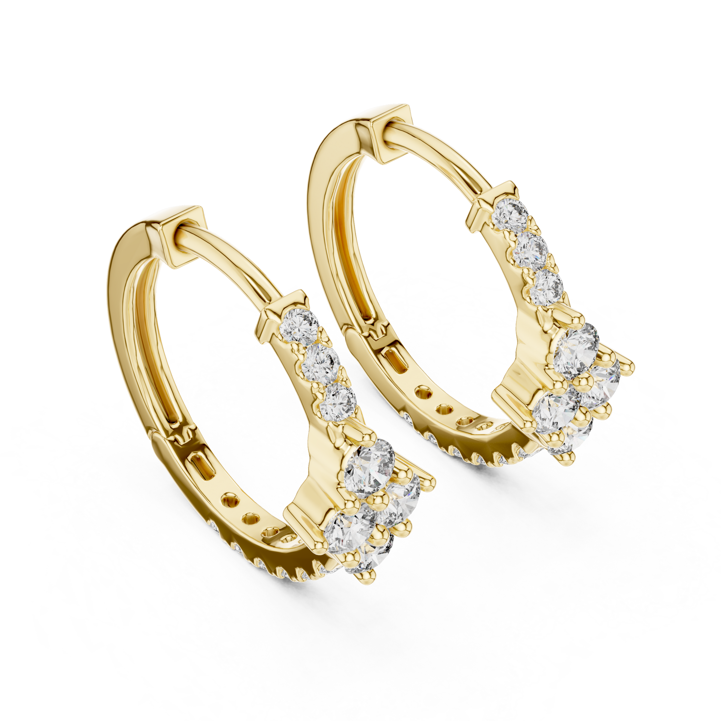 Round Lab Grown Diamond Floral Hoop Earrings in 18K Gold