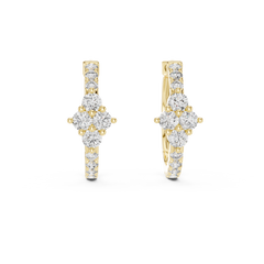 Round Lab Grown Diamond Floral Hoop Earrings in 18K Gold