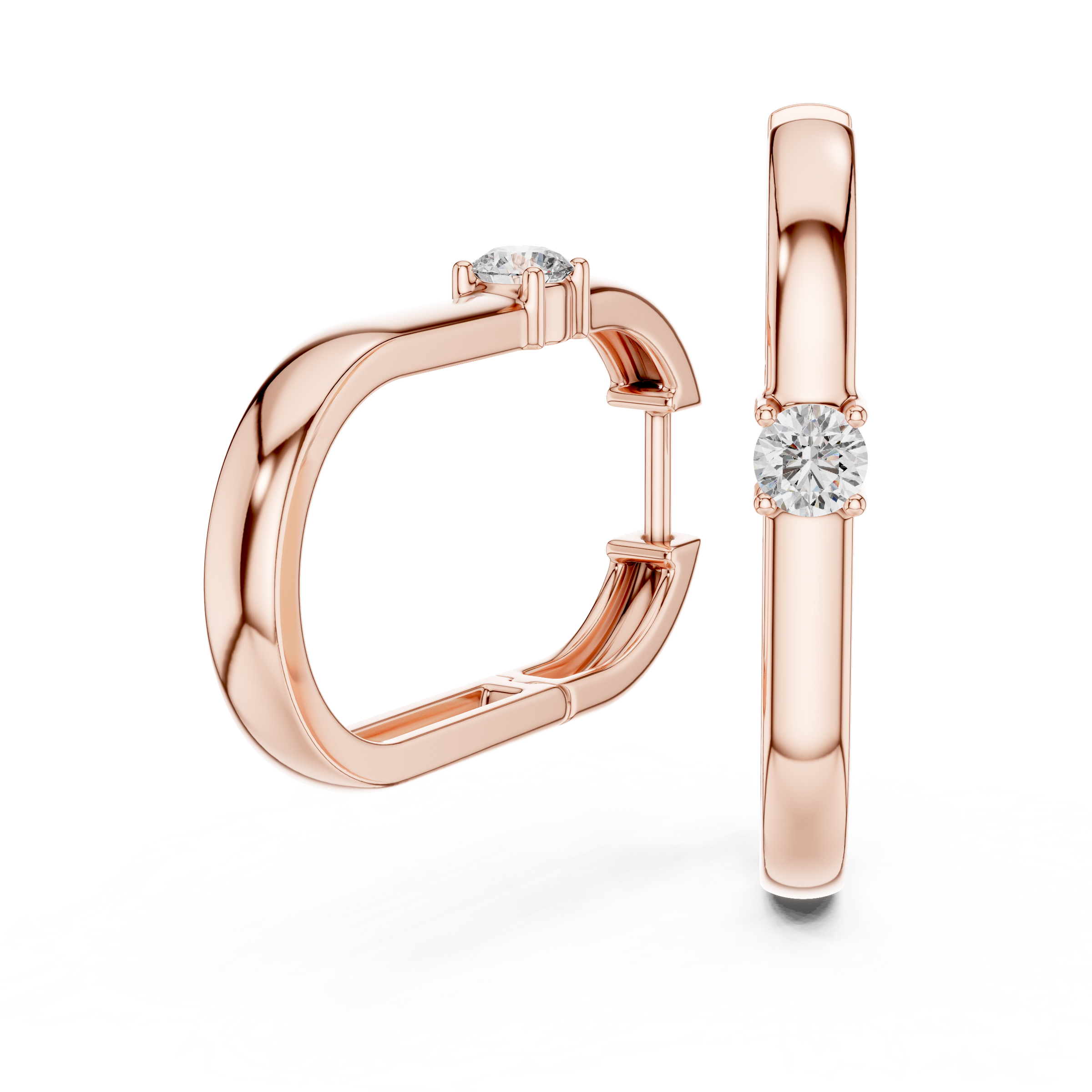 Single Round Lab Grown Diamond Hoop Earrings in 18K Gold