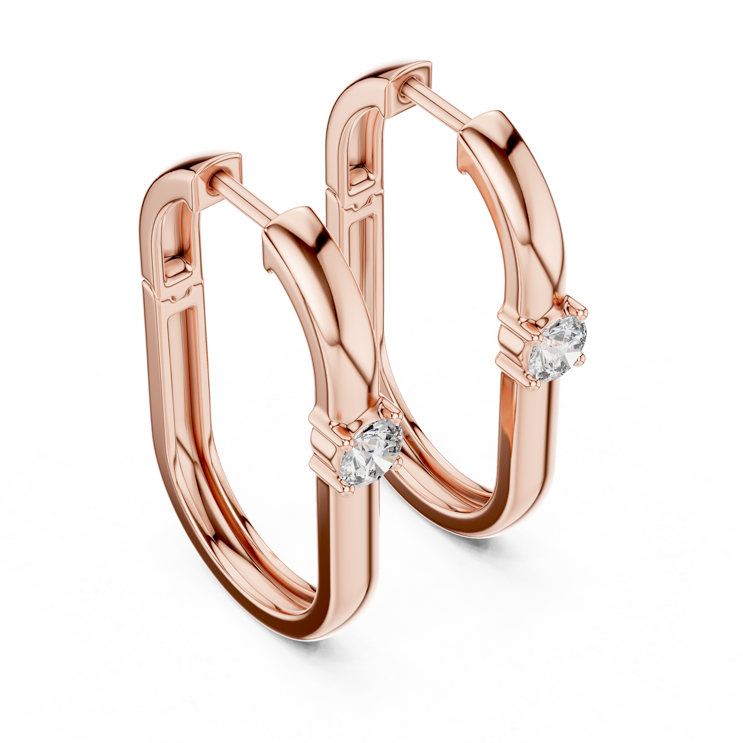Single Round Lab Grown Diamond Hoop Earrings in 18K Gold
