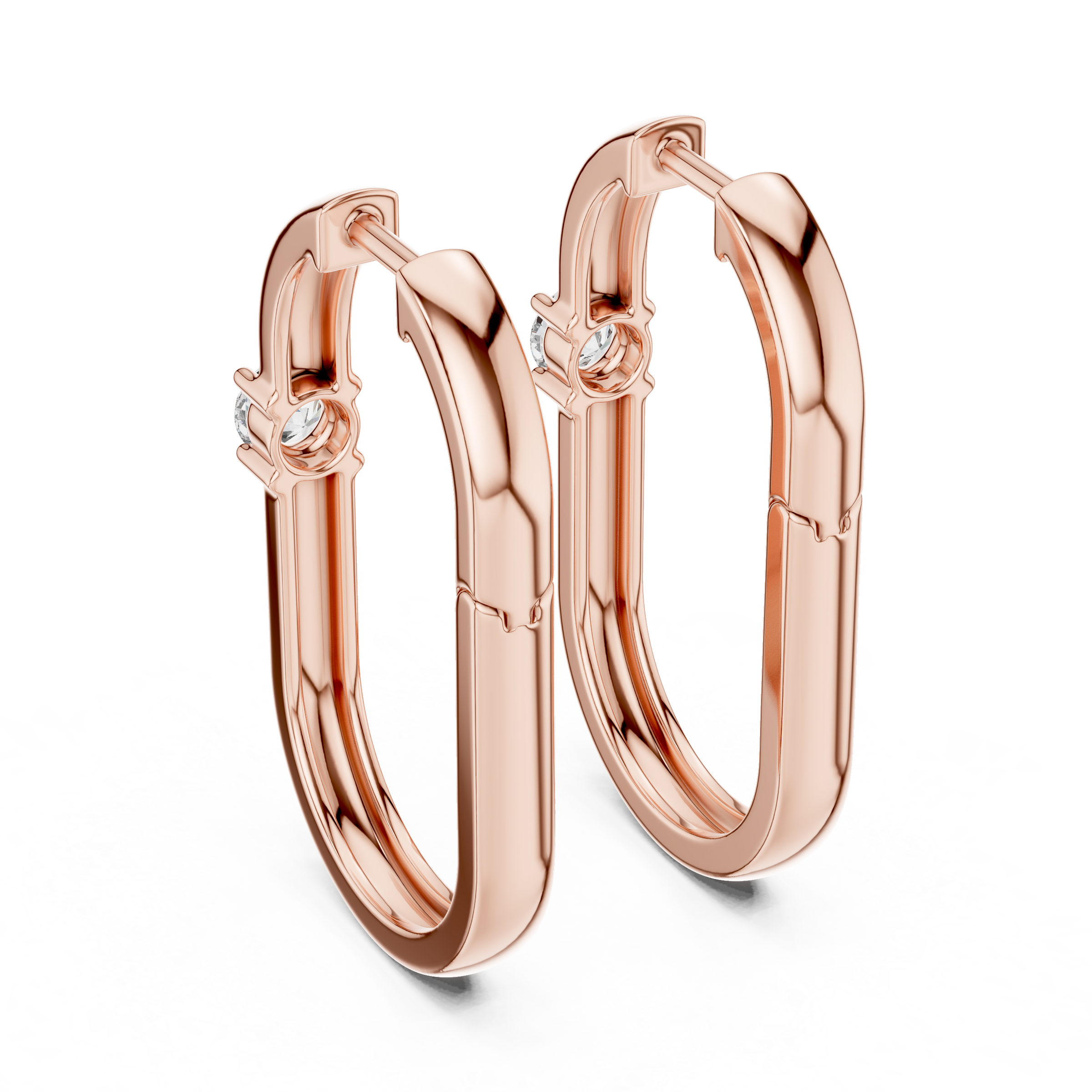 Single Round Lab Grown Diamond Hoop Earrings in 18K Gold