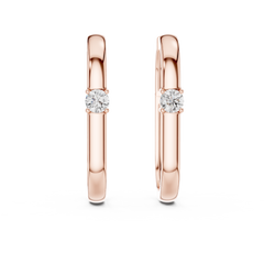 Single Round Lab Grown Diamond Hoop Earrings in 18K Gold