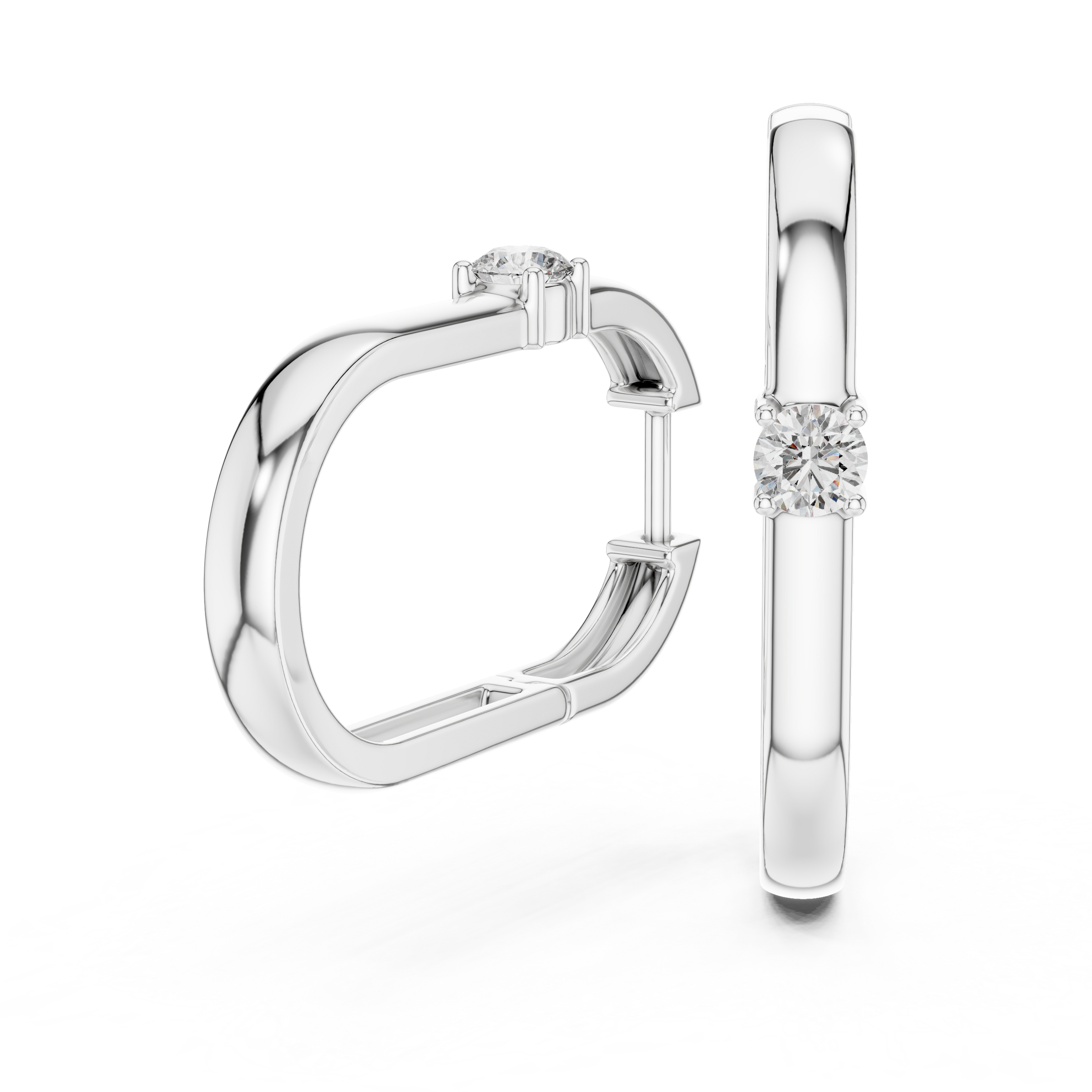 Single Round Lab Grown Diamond Hoop Earrings in 18K Gold