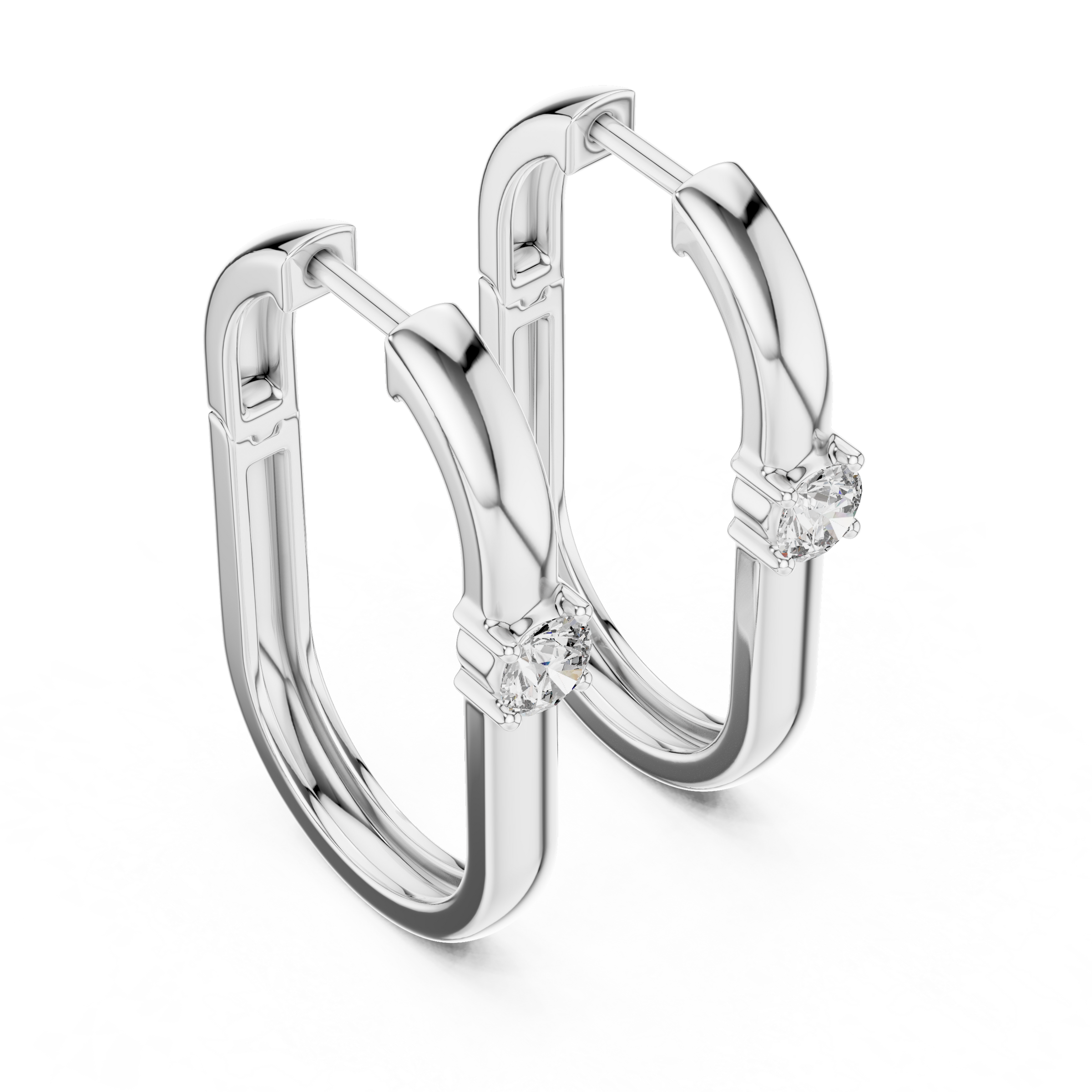 Single Round Lab Grown Diamond Hoop Earrings in 18K Gold