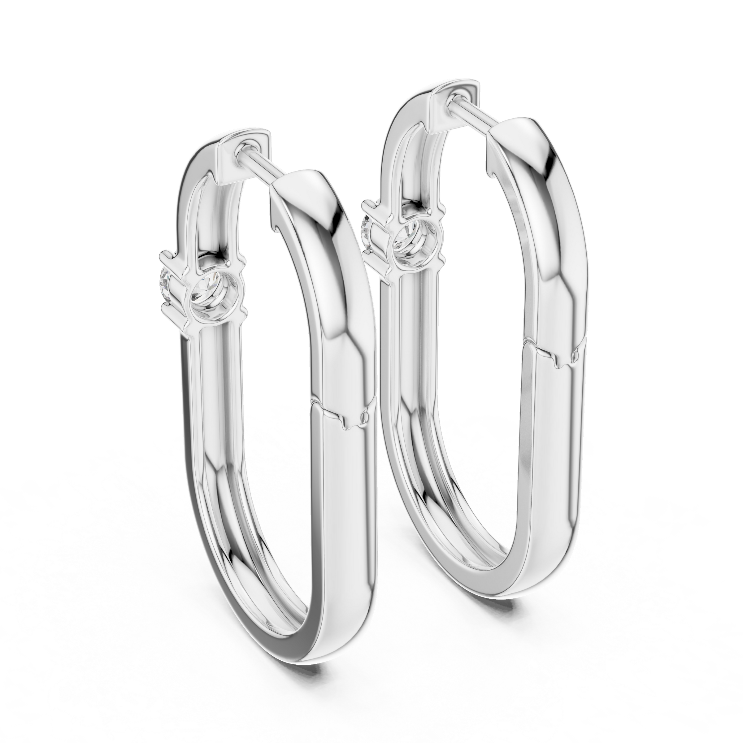 Single Round Lab Grown Diamond Hoop Earrings in 18K Gold