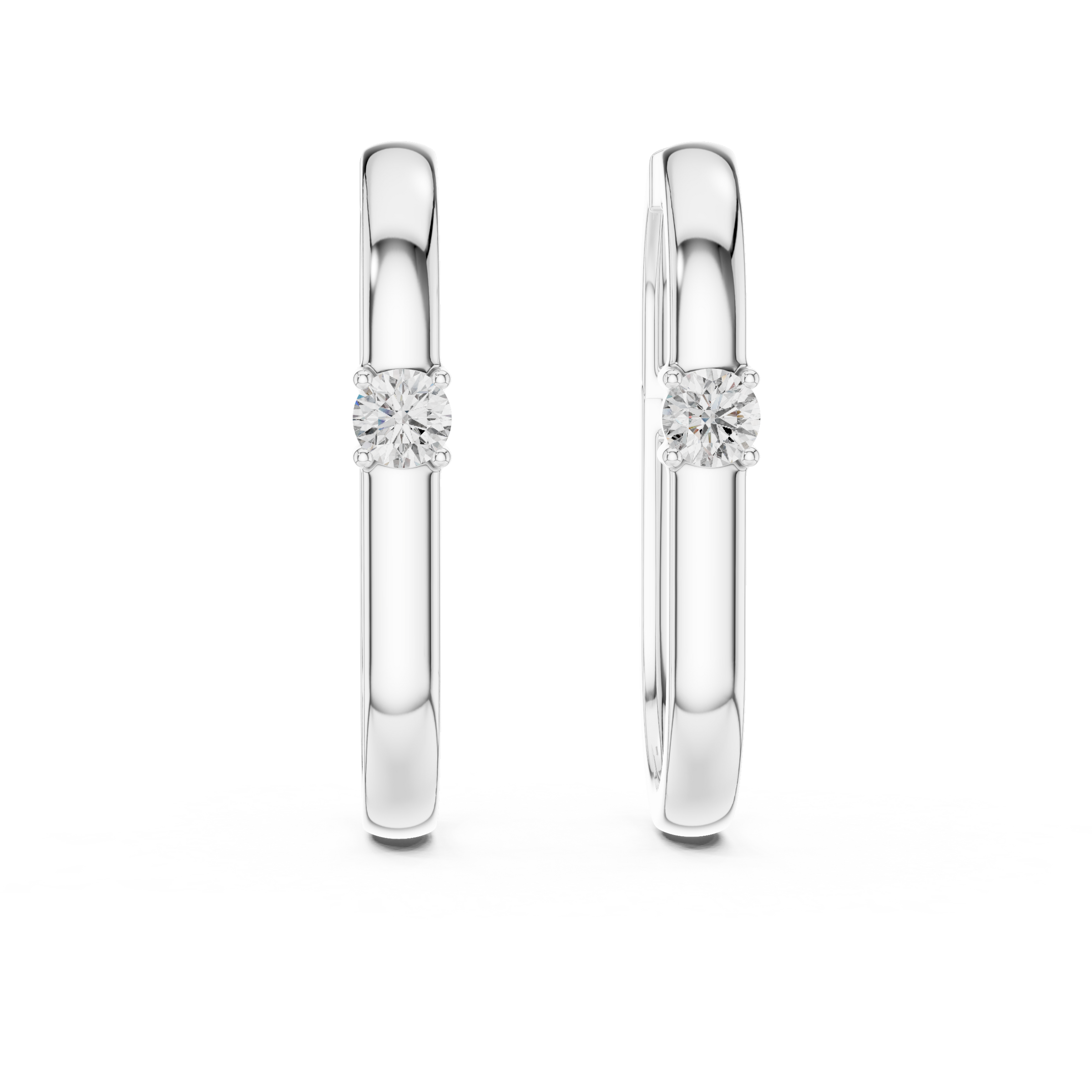 Single Round Lab Grown Diamond Hoop Earrings in 18K Gold
