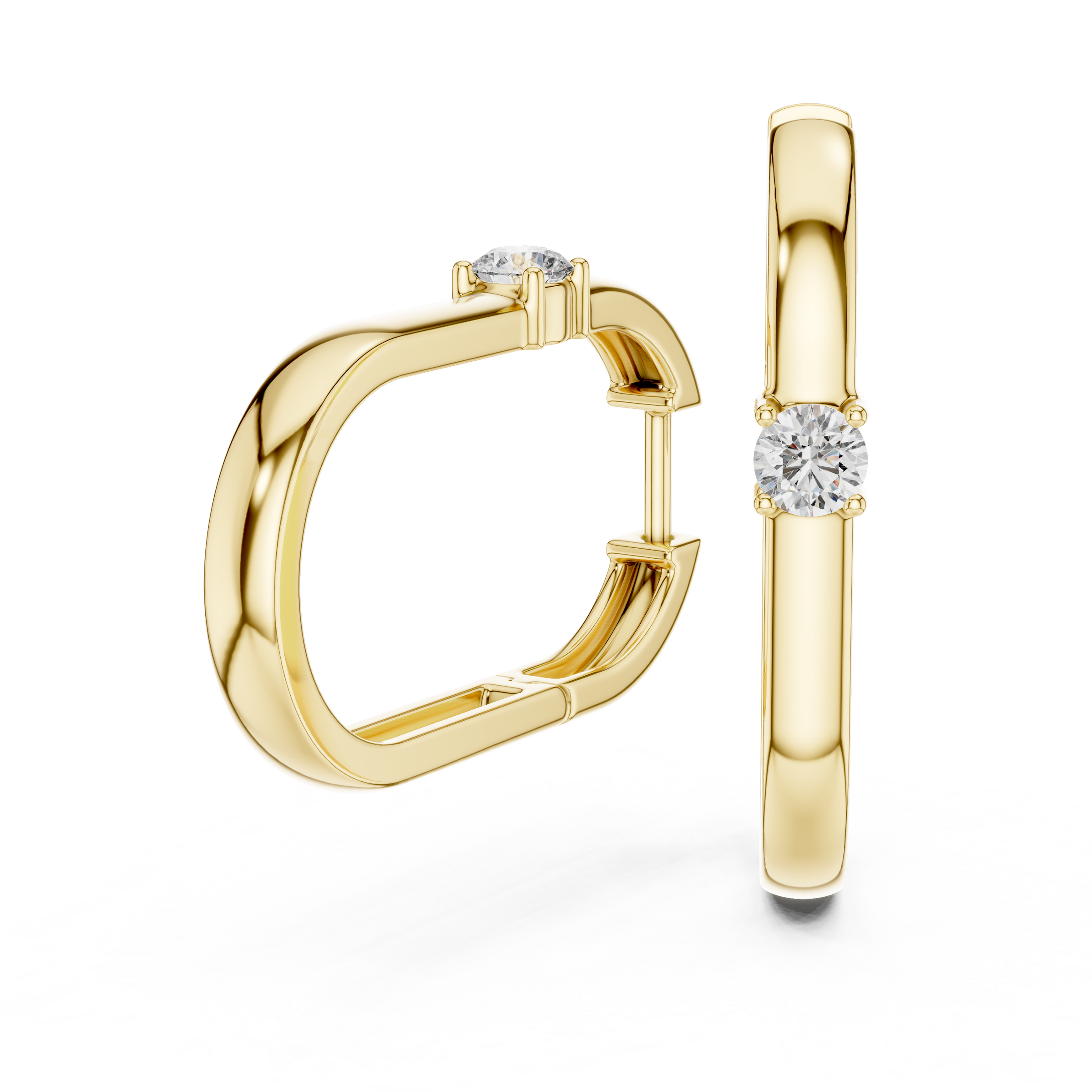 Single Round Lab Grown Diamond Hoop Earrings in 18K Gold