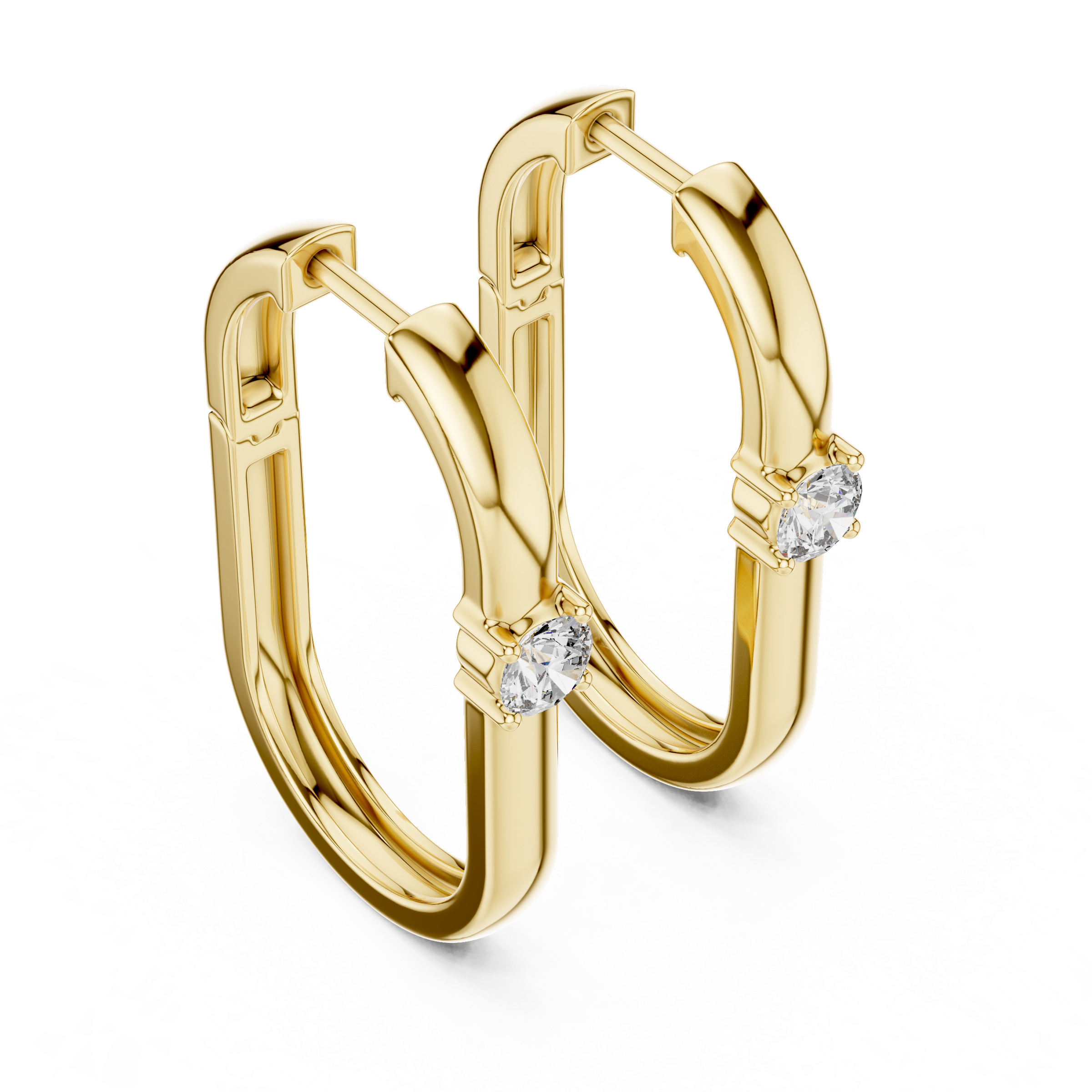Single Round Lab Grown Diamond Hoop Earrings in 18K Gold