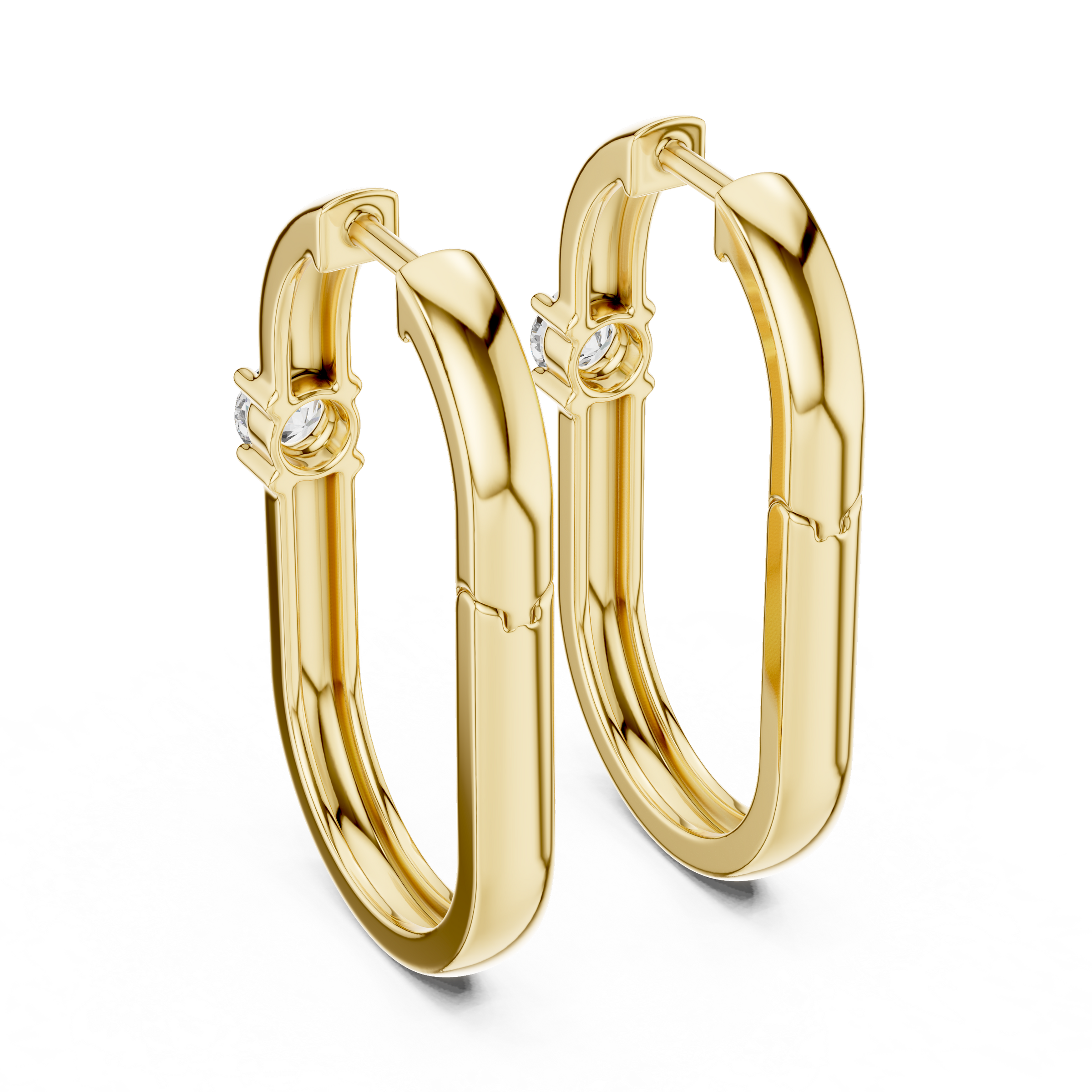 Single Round Lab Grown Diamond Hoop Earrings in 18K Gold