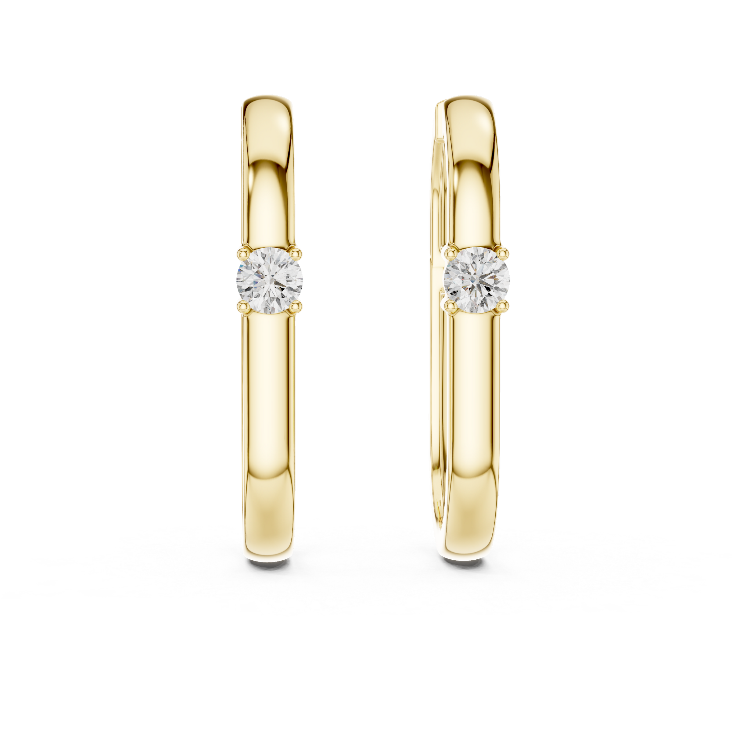 Single Round Lab Grown Diamond Hoop Earrings in 18K Gold