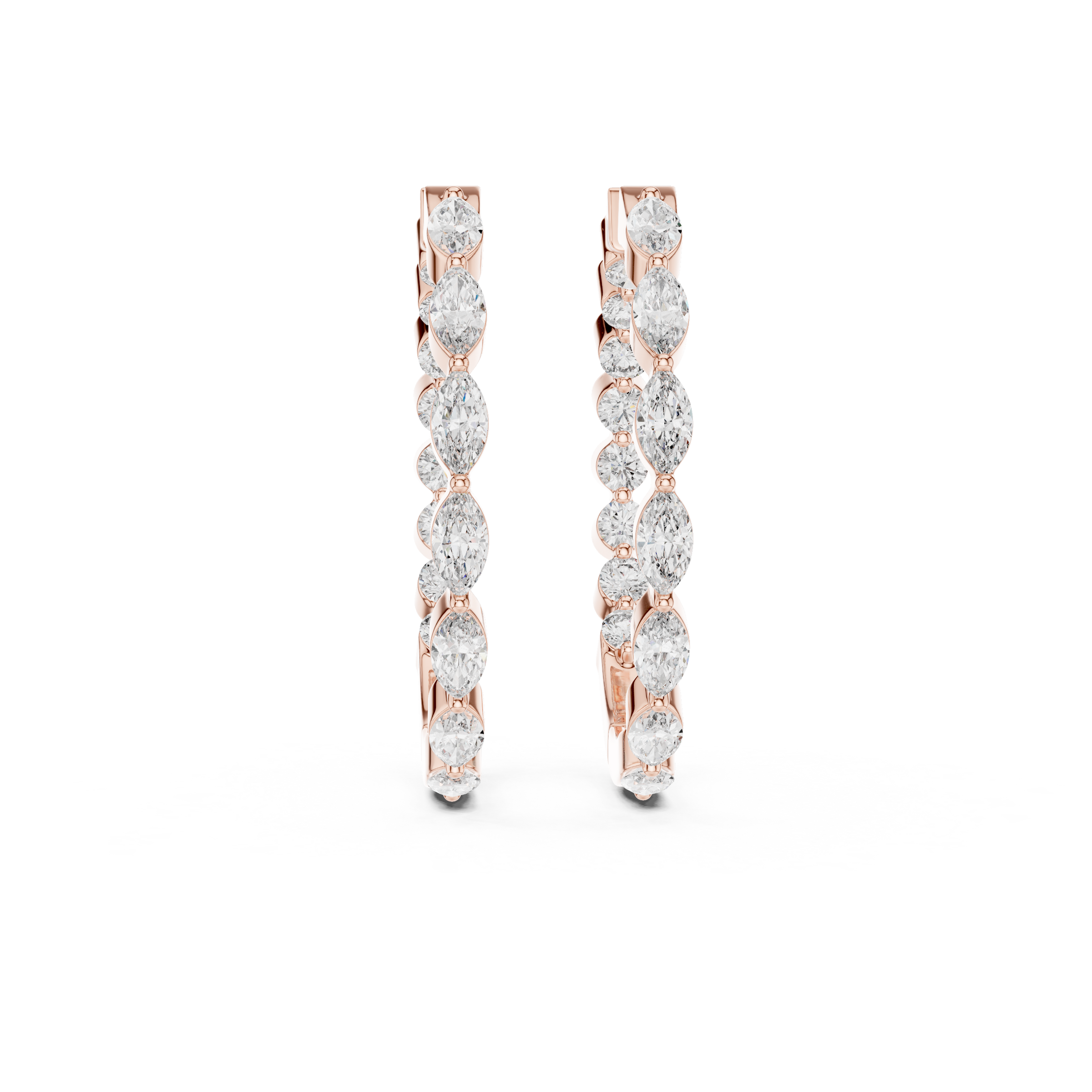 Marquise & Round Lab Grown Diamond Hoop Earrings in 18K Gold