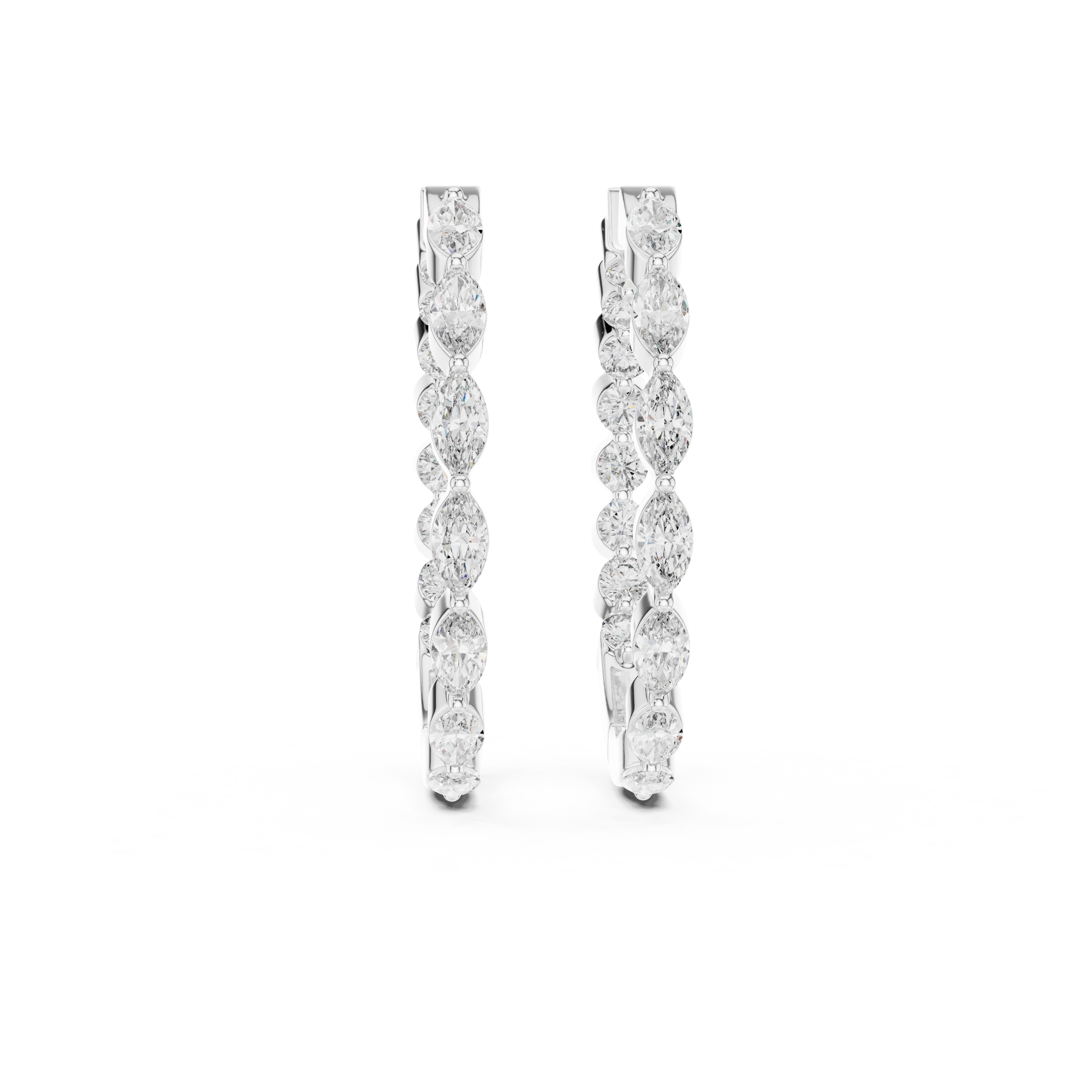 Marquise & Round Lab Grown Diamond Hoop Earrings in 18K Gold