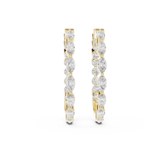 Marquise & Round Lab Grown Diamond Hoop Earrings in 18K Gold