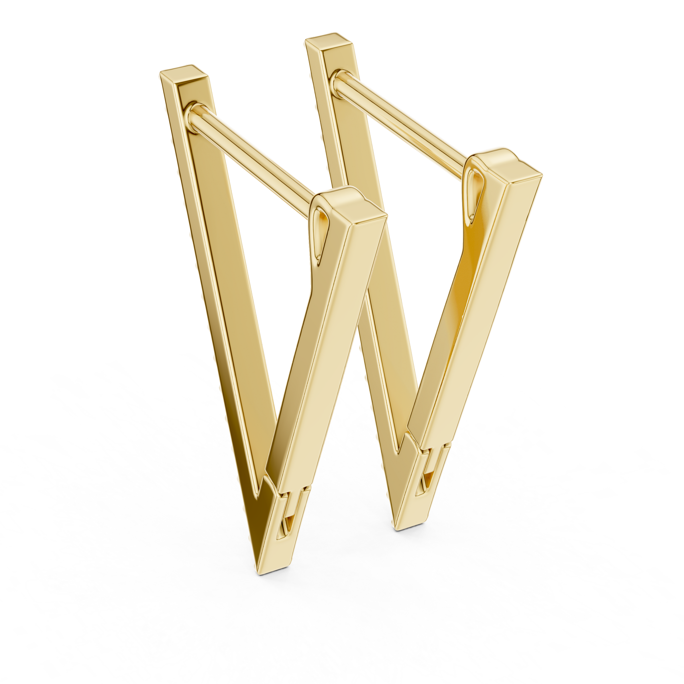 Minimal Triangle Pave Lab Grown Diamond Hoop Earrings in 18K Gold