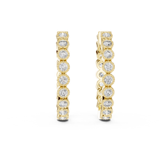 Modern Bezel Set Lab Grown Diamond Hoop Earrings in 18K Gold