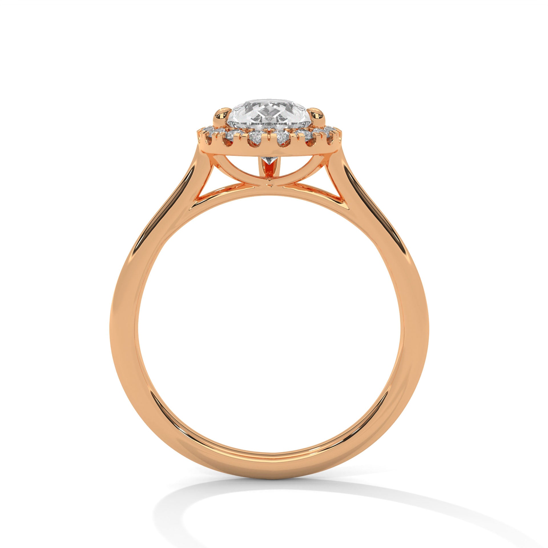 1–3 Carat Pear Lab Grown Solitaire Diamond Halo Ring – Three Prong Setting in 18K Gold