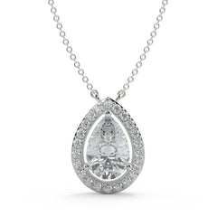 Pear-Shaped 3ct Lab-Grown Solitaire Halo Diamond Pendant