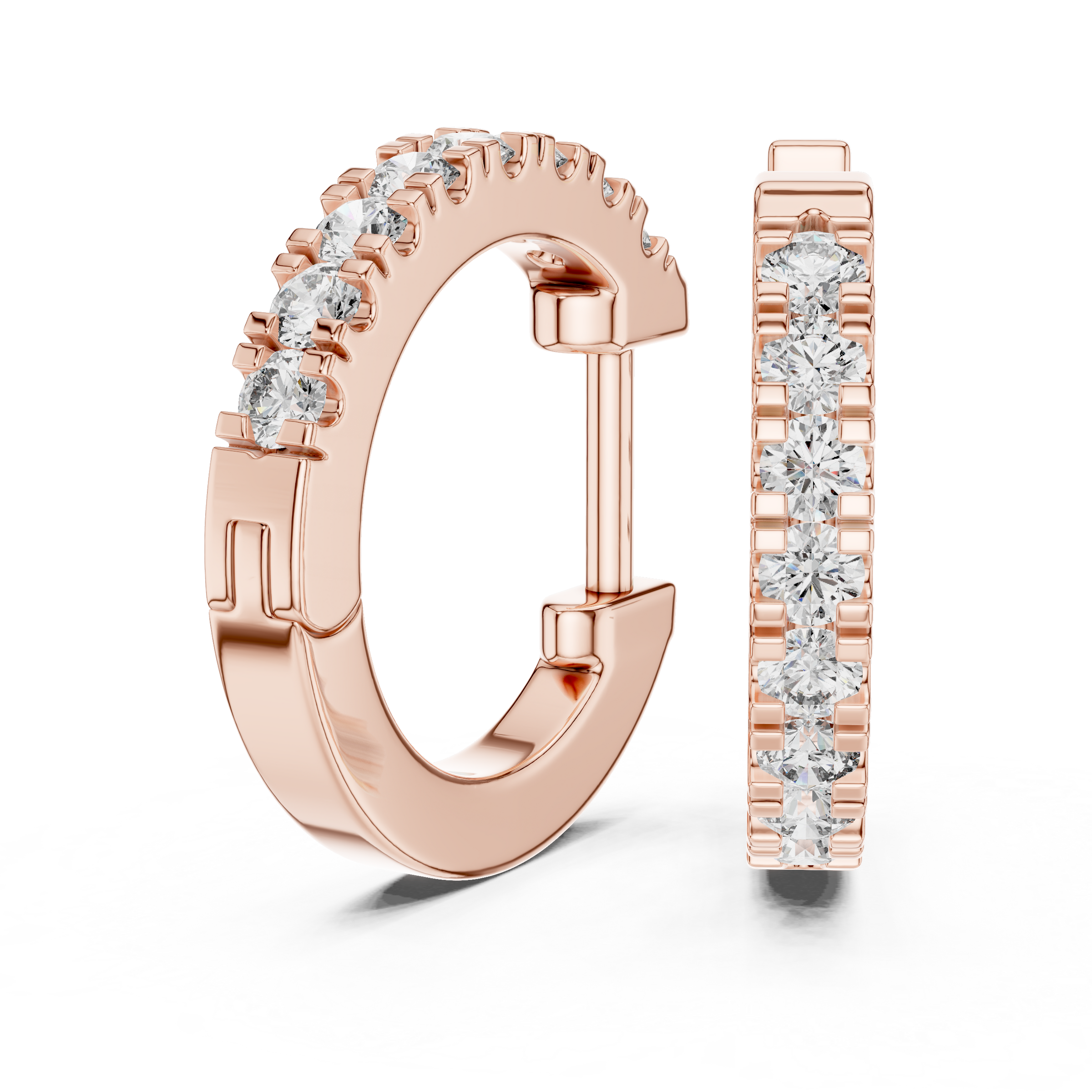 Modern Lab Grown Diamond Huggie Hoop Earrings in 18K Gold