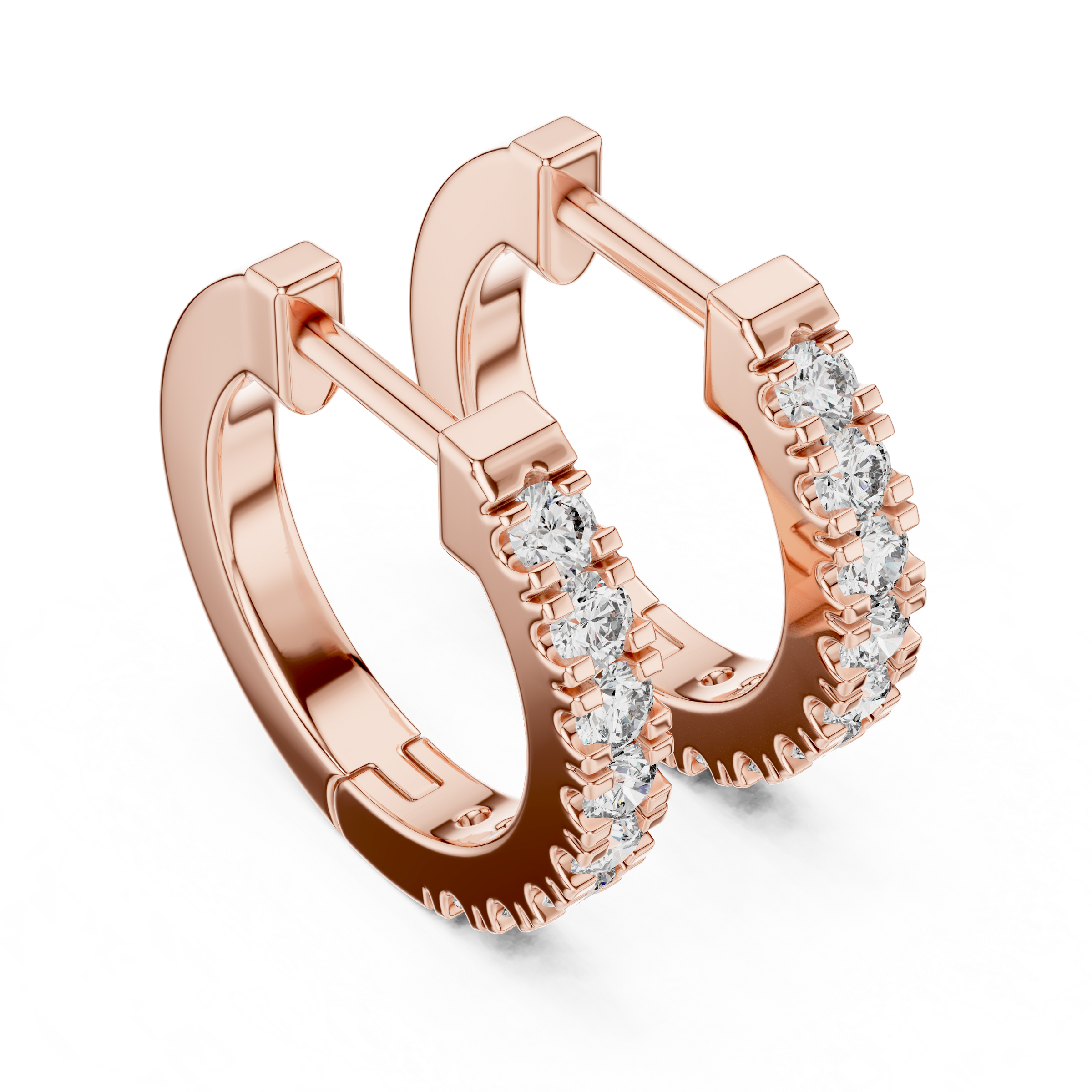 Modern Lab Grown Diamond Huggie Hoop Earrings in 18K Gold