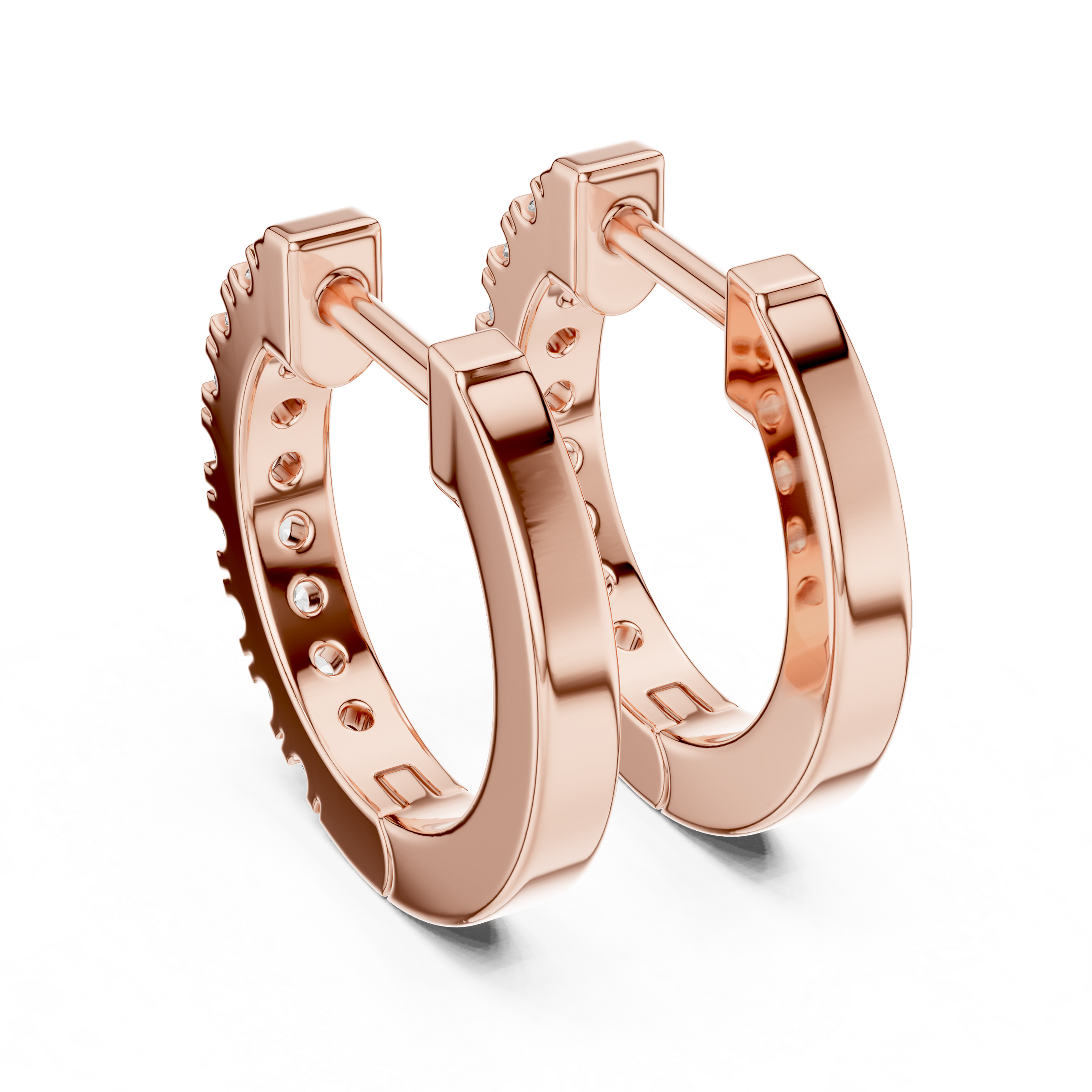 Modern Lab Grown Diamond Huggie Hoop Earrings in 18K Gold