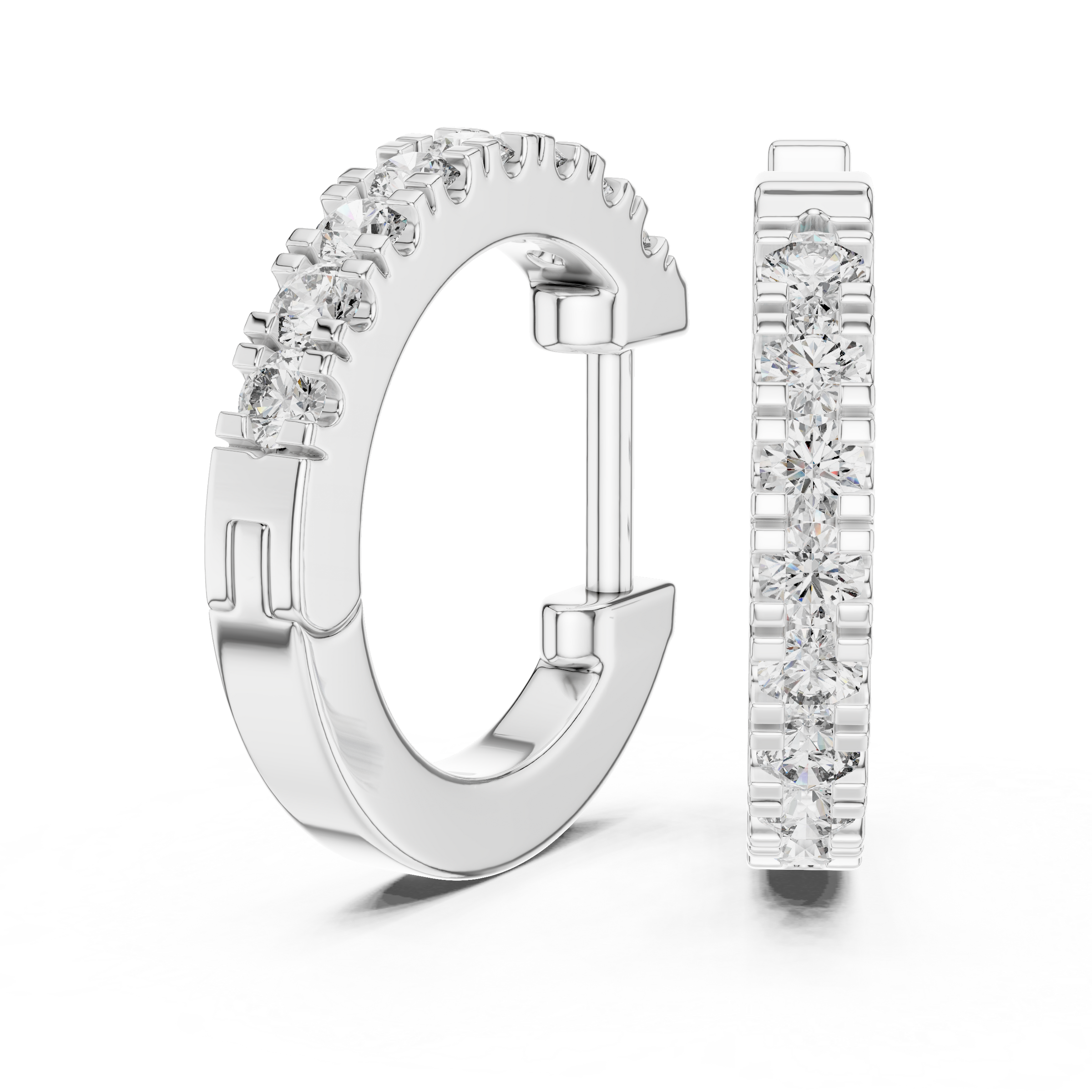 Modern Lab Grown Diamond Huggie Hoop Earrings in 18K Gold