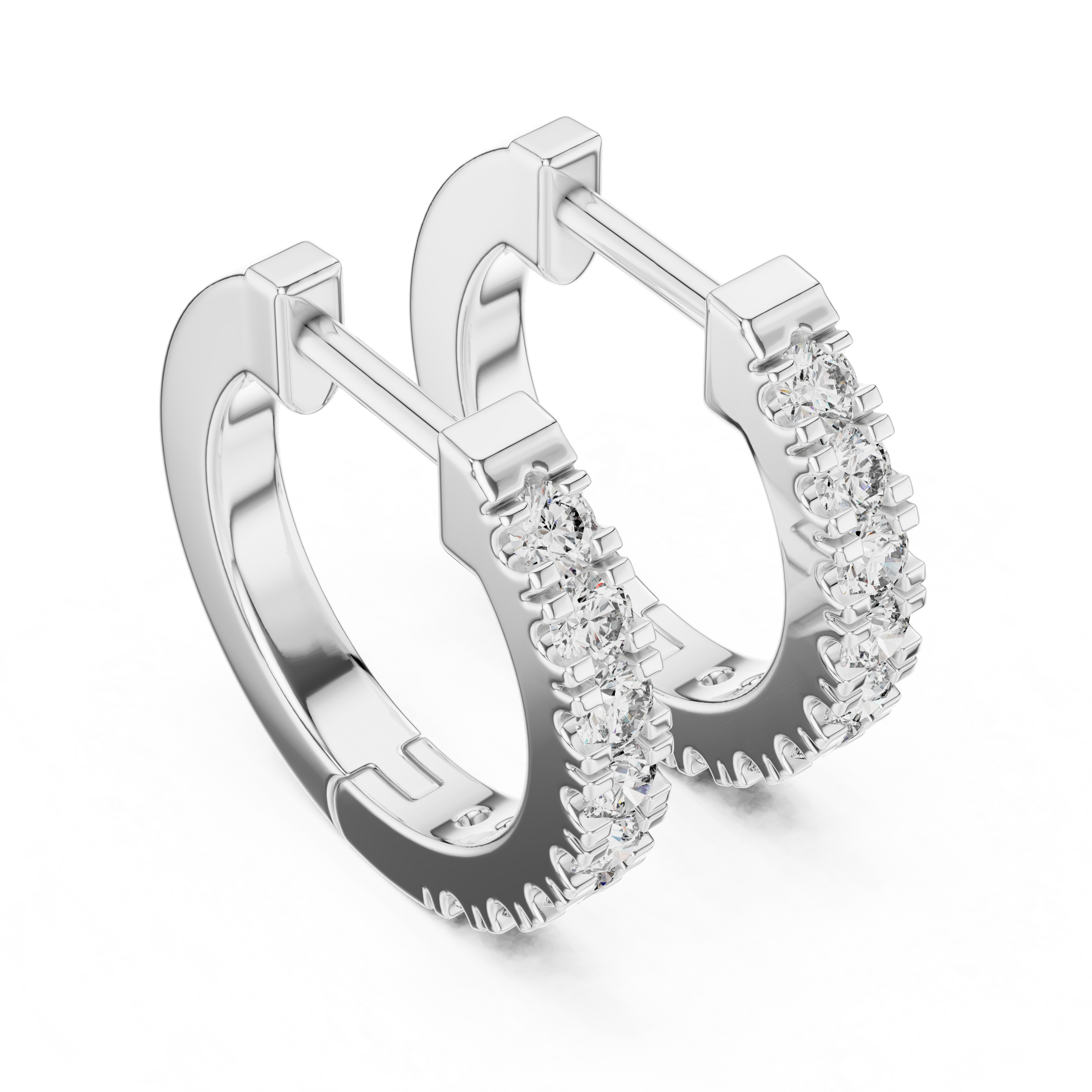 Modern Lab Grown Diamond Huggie Hoop Earrings in 18K Gold