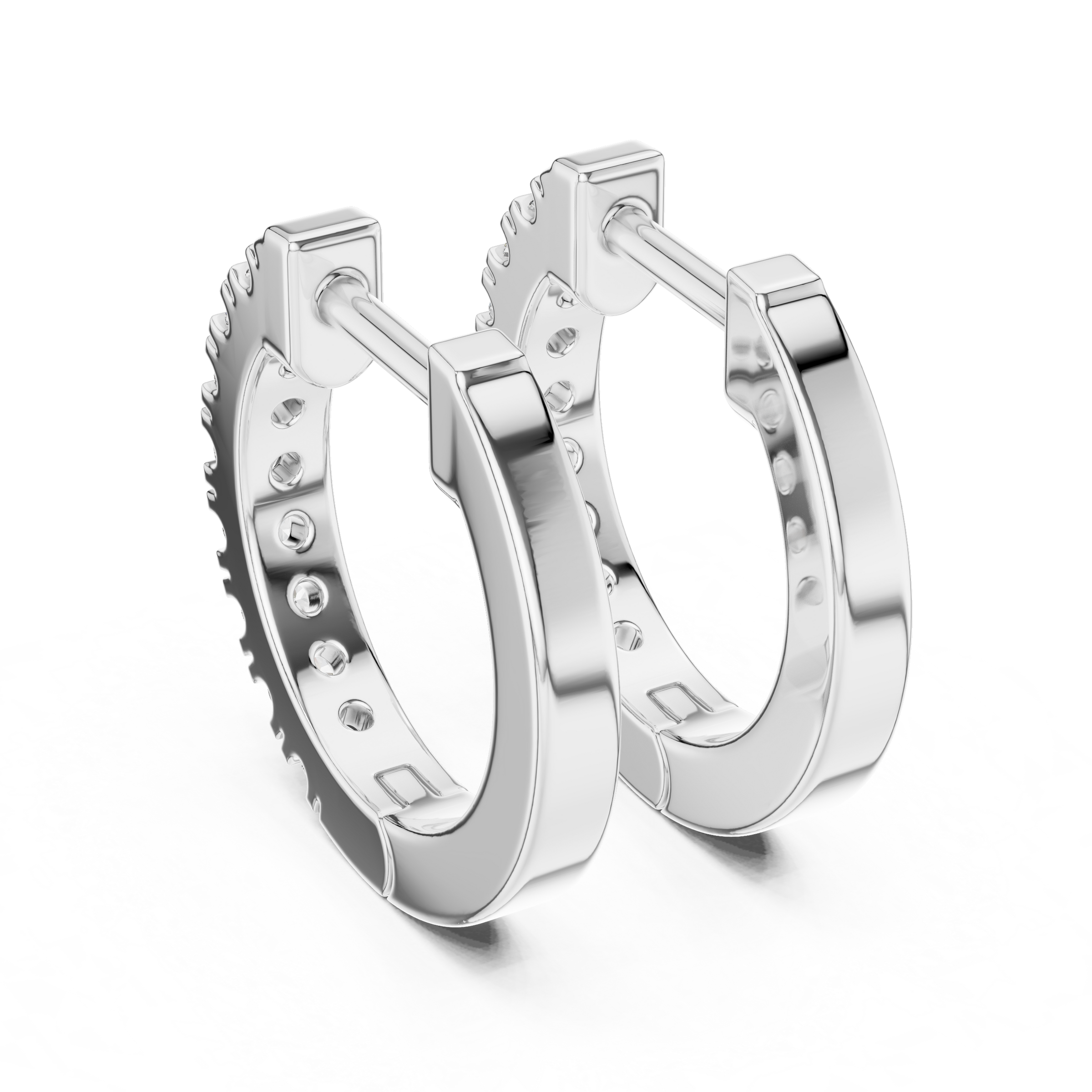 Modern Lab Grown Diamond Huggie Hoop Earrings in 18K Gold