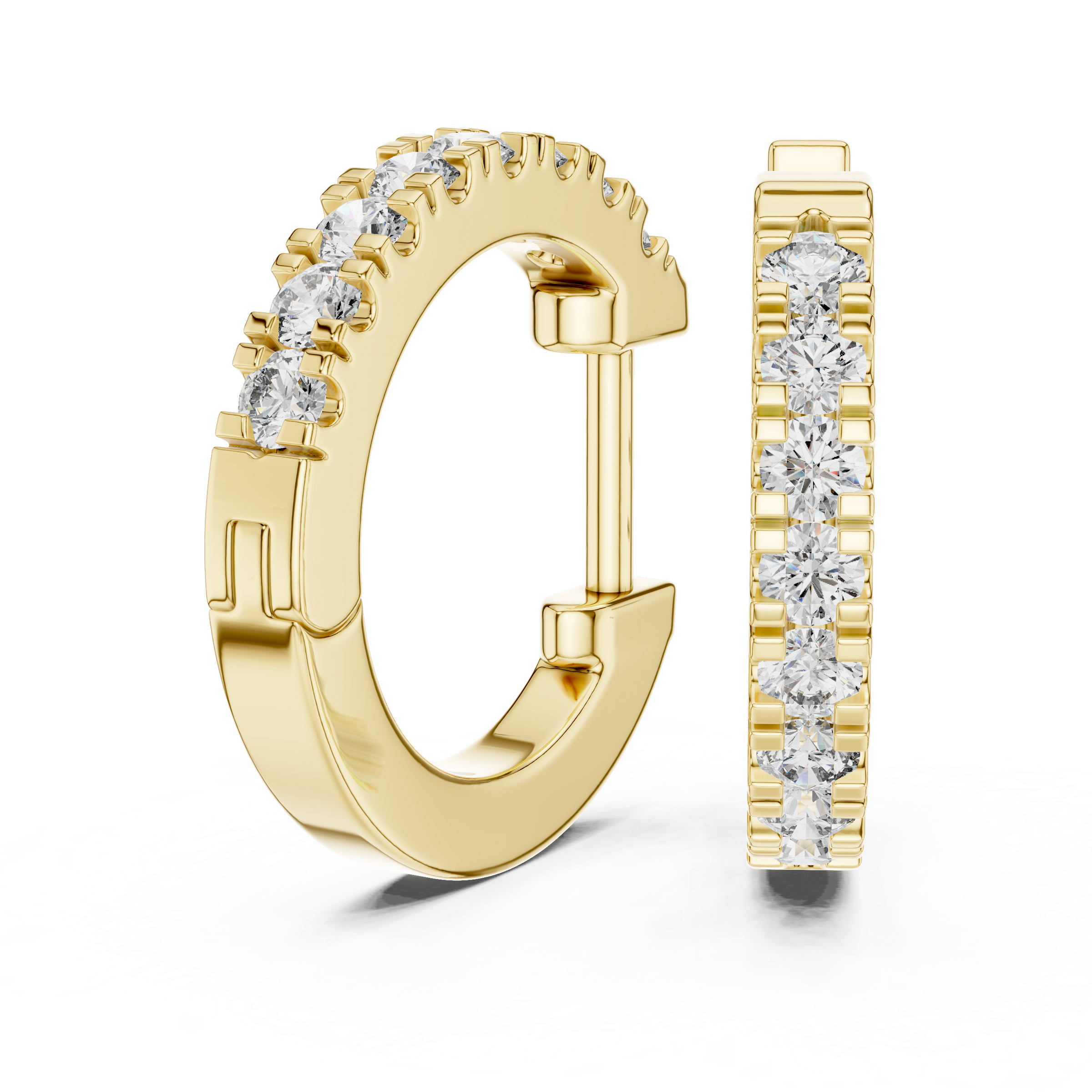 Modern Lab Grown Diamond Huggie Hoop Earrings in 18K Gold