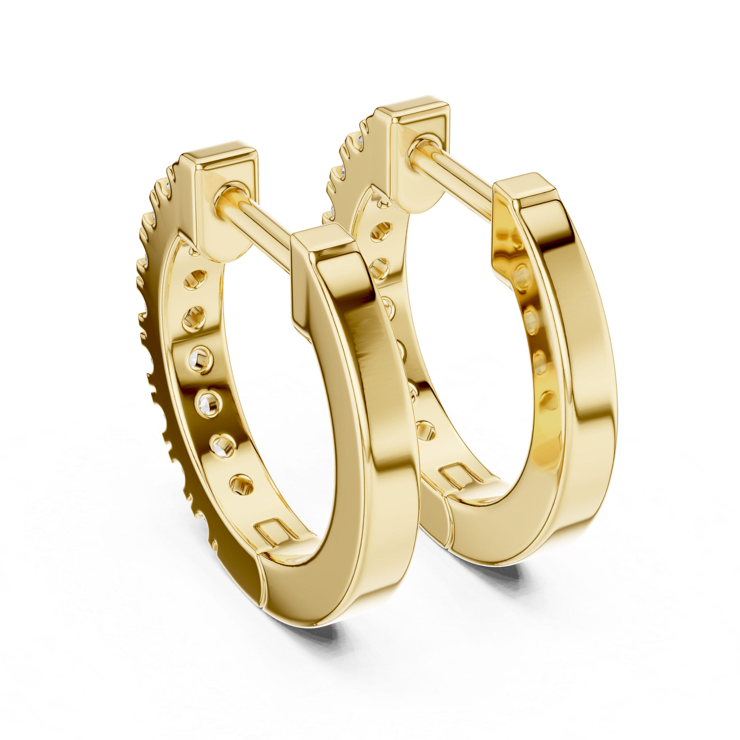 Modern Lab Grown Diamond Huggie Hoop Earrings in 18K Gold