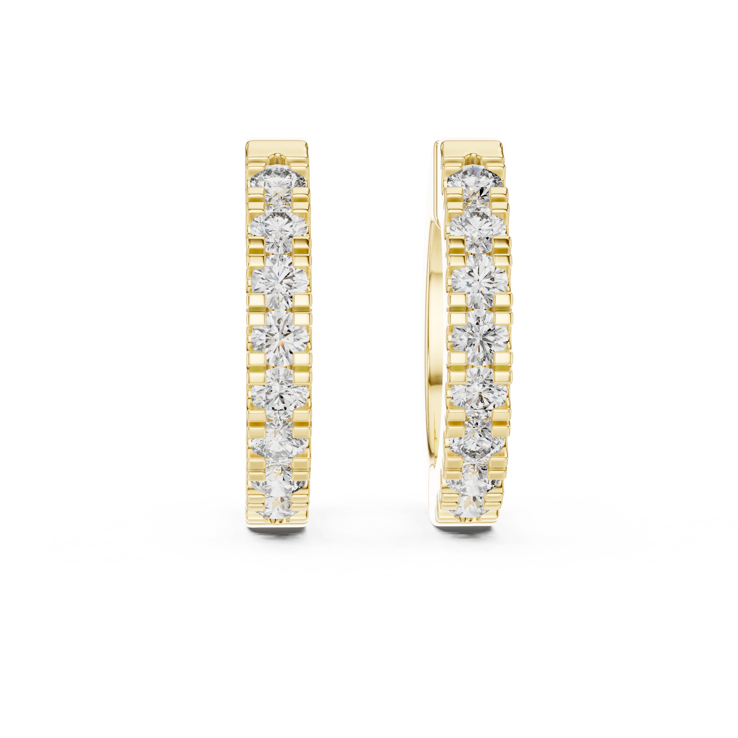 Modern Lab Grown Diamond Huggie Hoop Earrings in 18K Gold