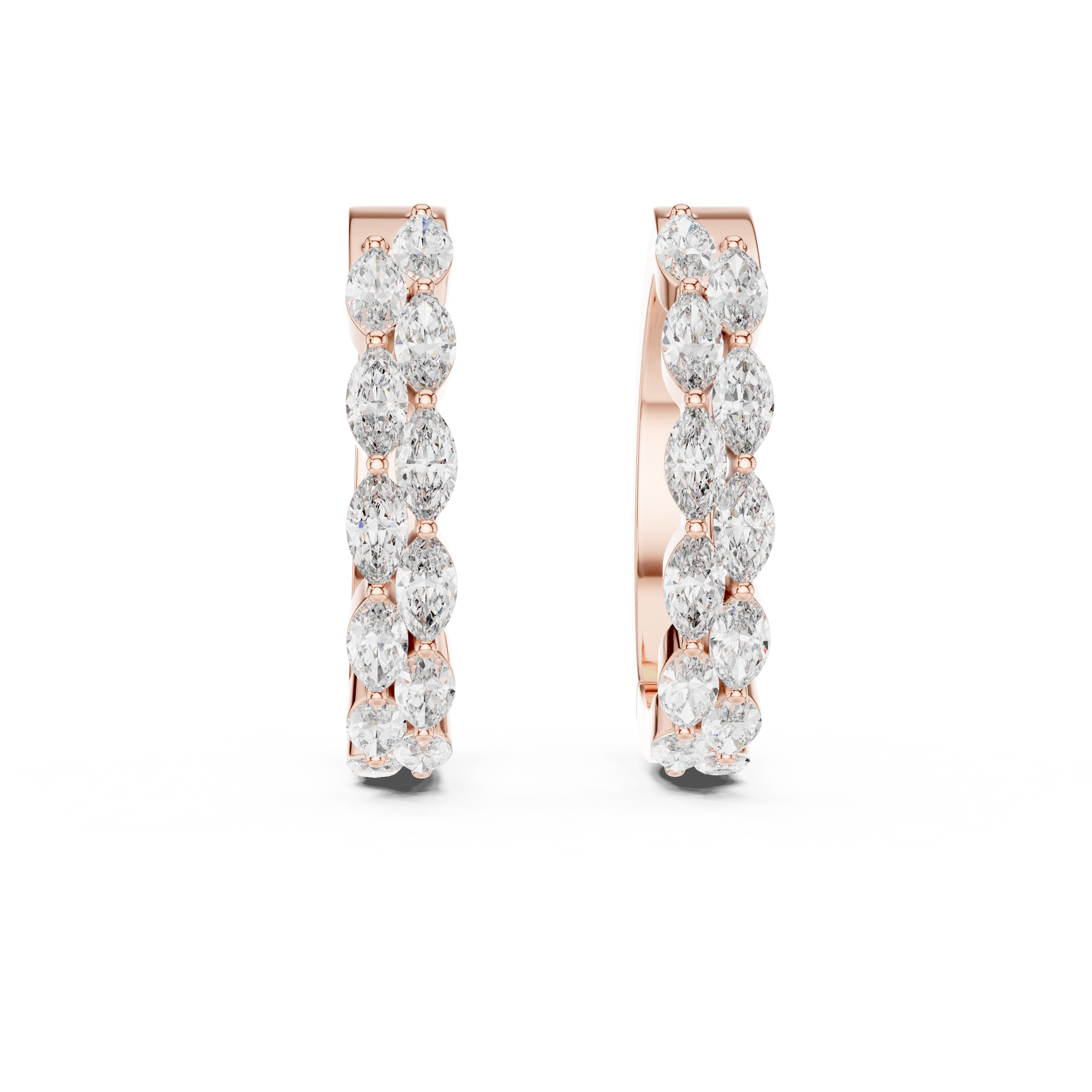 Modern Marquise Lab Grown Diamond Hoop Earrings in 18K Gold