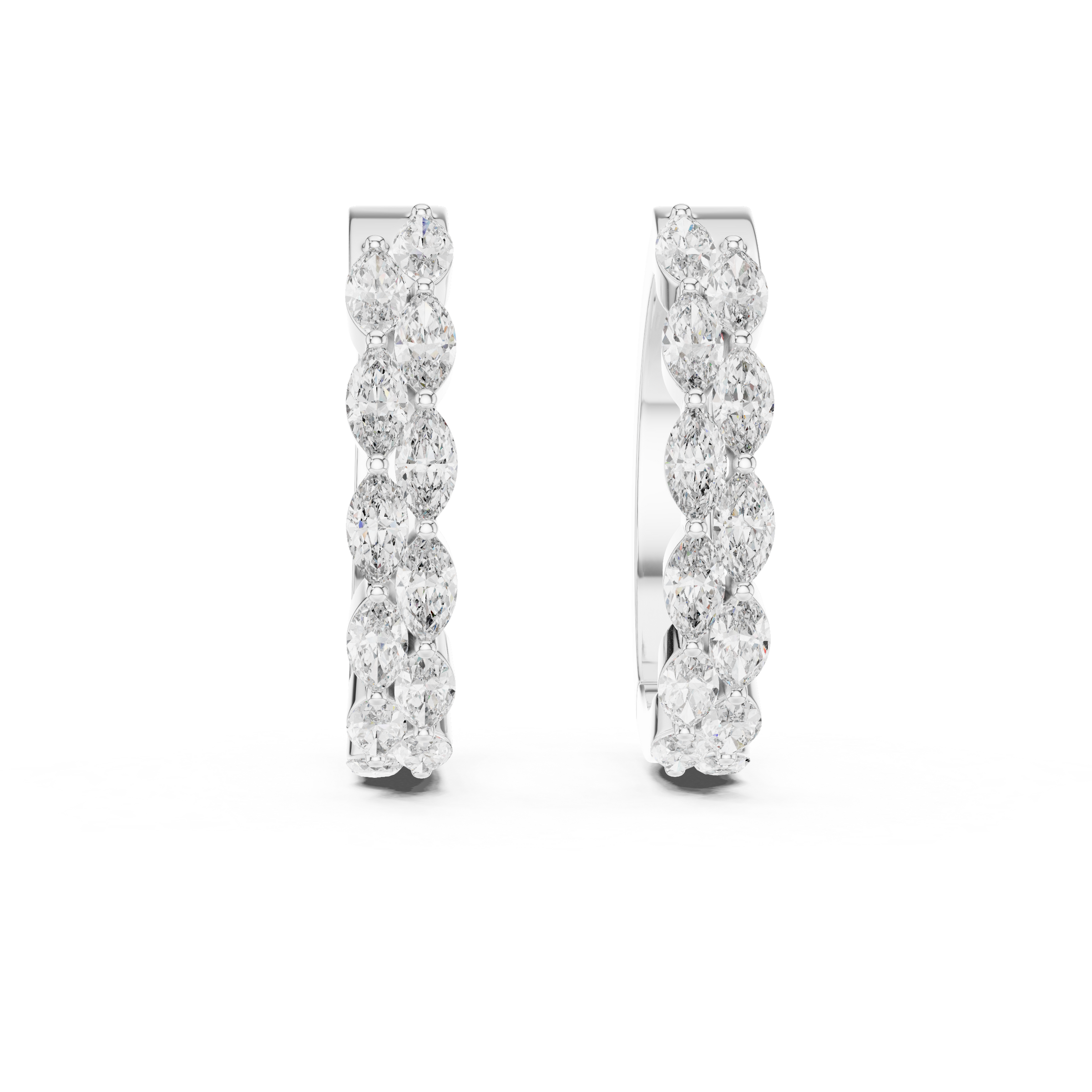 Modern Marquise Lab Grown Diamond Hoop Earrings in 18K Gold