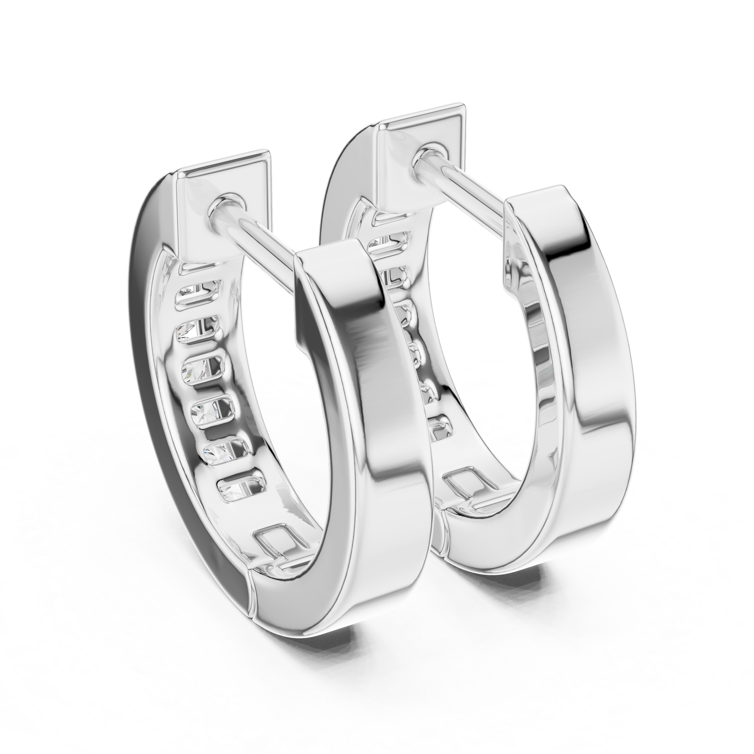 Channel Set Lab Grown Diamond Huggie Hoop Earrings in 18K Gold | Modern Everyday Hoops