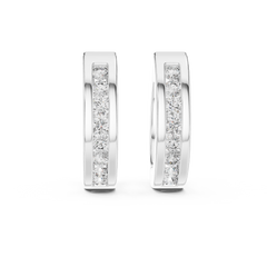 Channel Set Lab Grown Diamond Huggie Hoop Earrings in 18K Gold | Modern Everyday Hoops