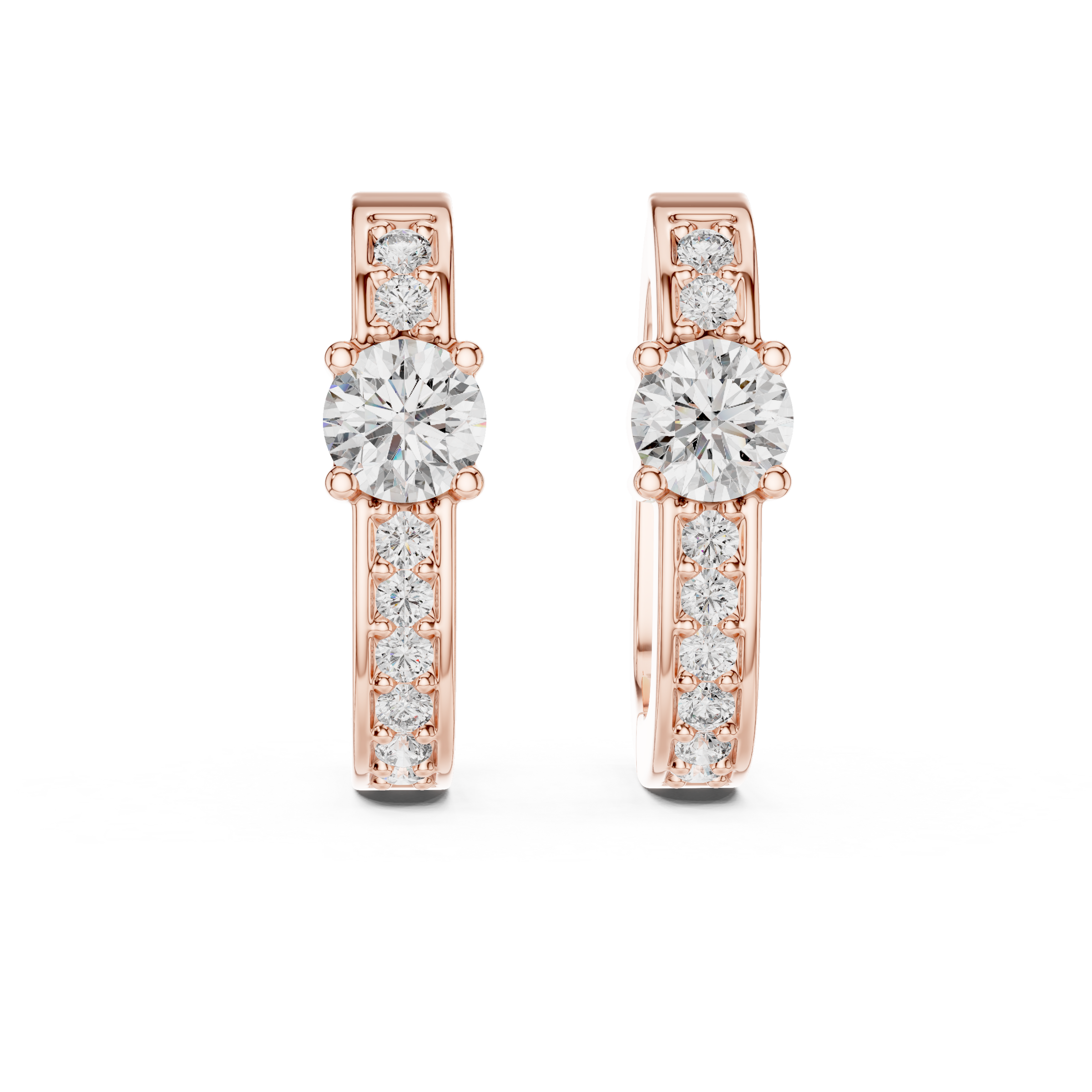 Diamond Hoop Earrings with Centre Stone in 18K Gold | Lab Grown Diamonds