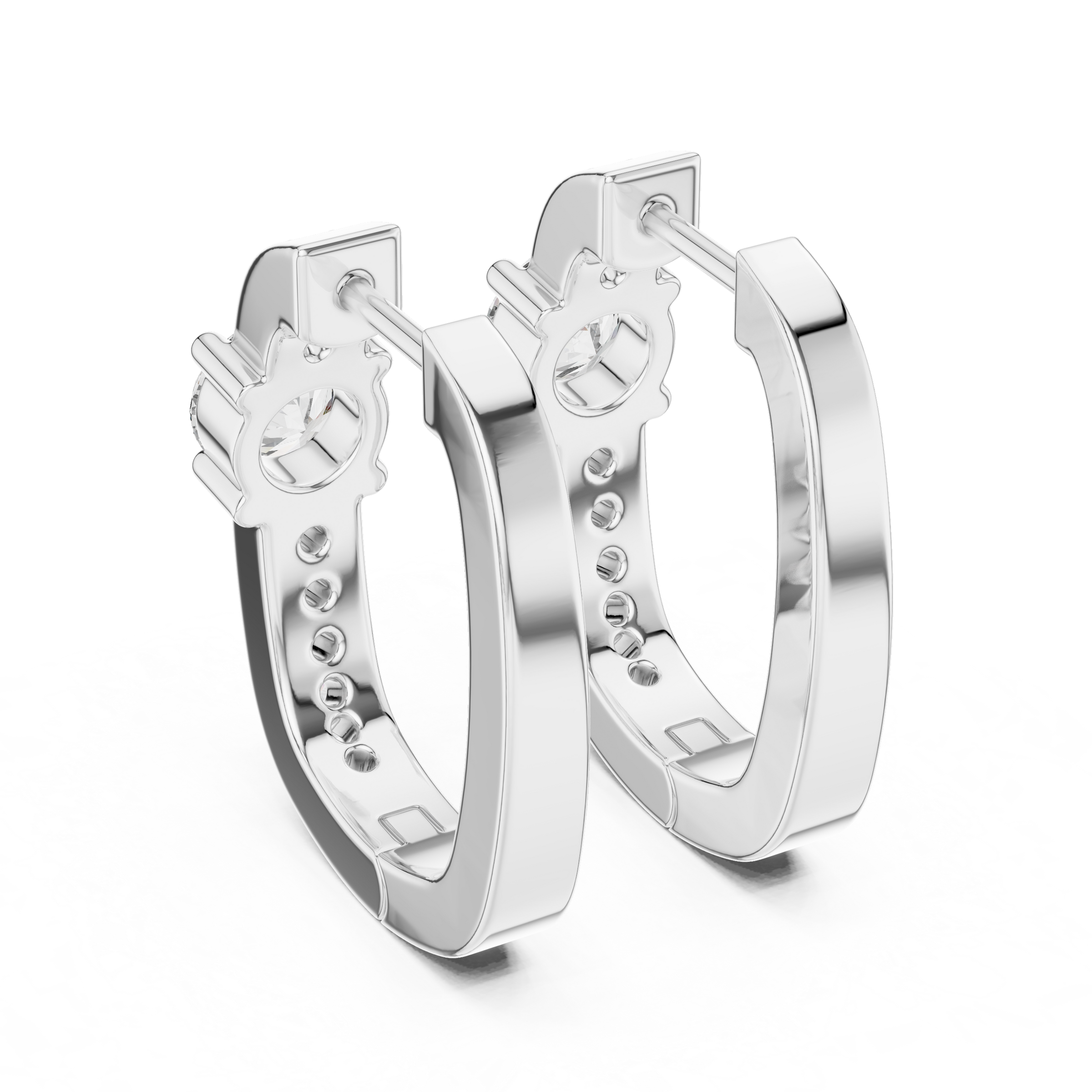 Diamond Hoop Earrings with Centre Stone in 18K Gold | Lab Grown Diamonds