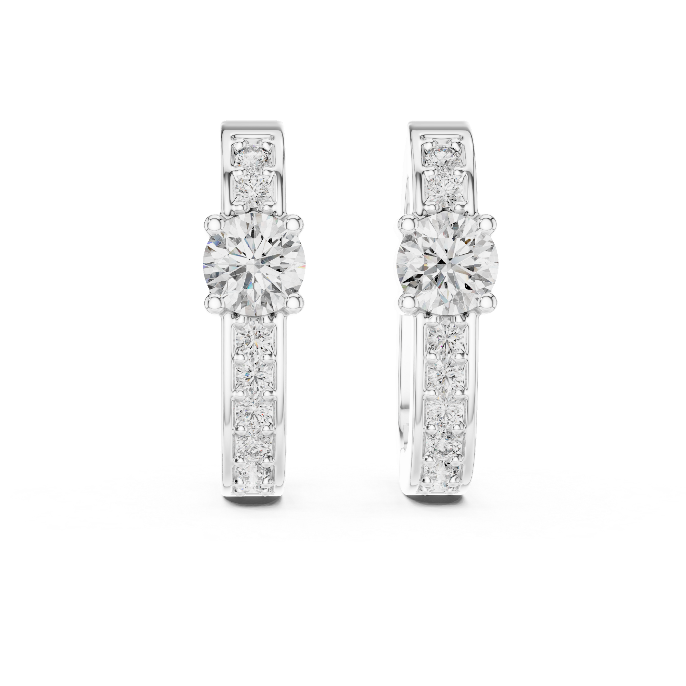 Diamond Hoop Earrings with Centre Stone in 18K Gold | Lab Grown Diamonds