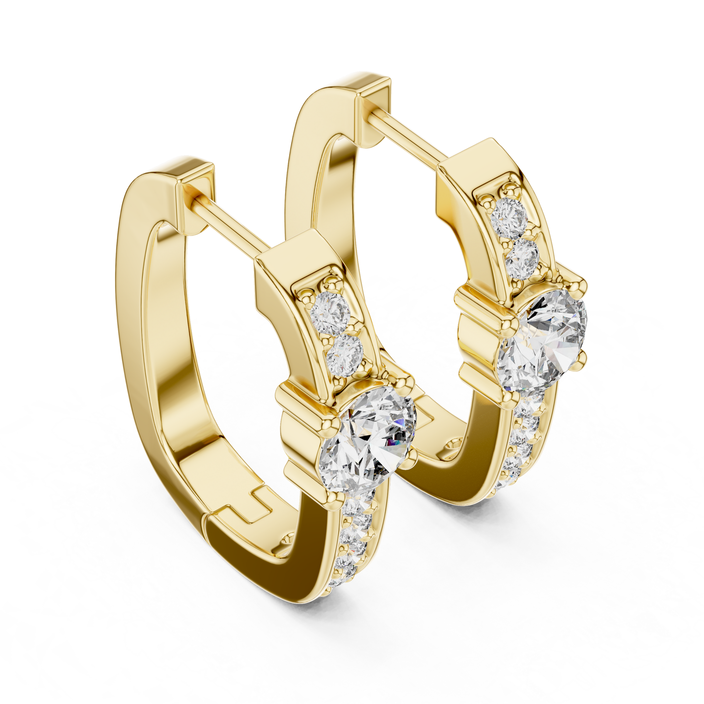 Diamond Hoop Earrings with Centre Stone in 18K Gold | Lab Grown Diamonds