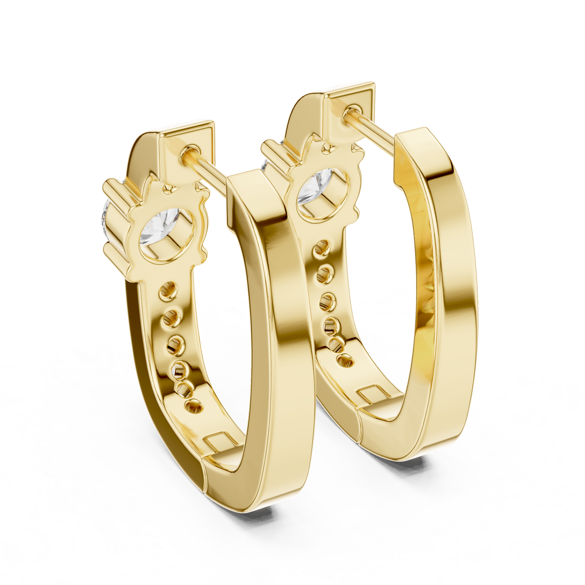 Diamond Hoop Earrings with Centre Stone in 18K Gold | Lab Grown Diamonds